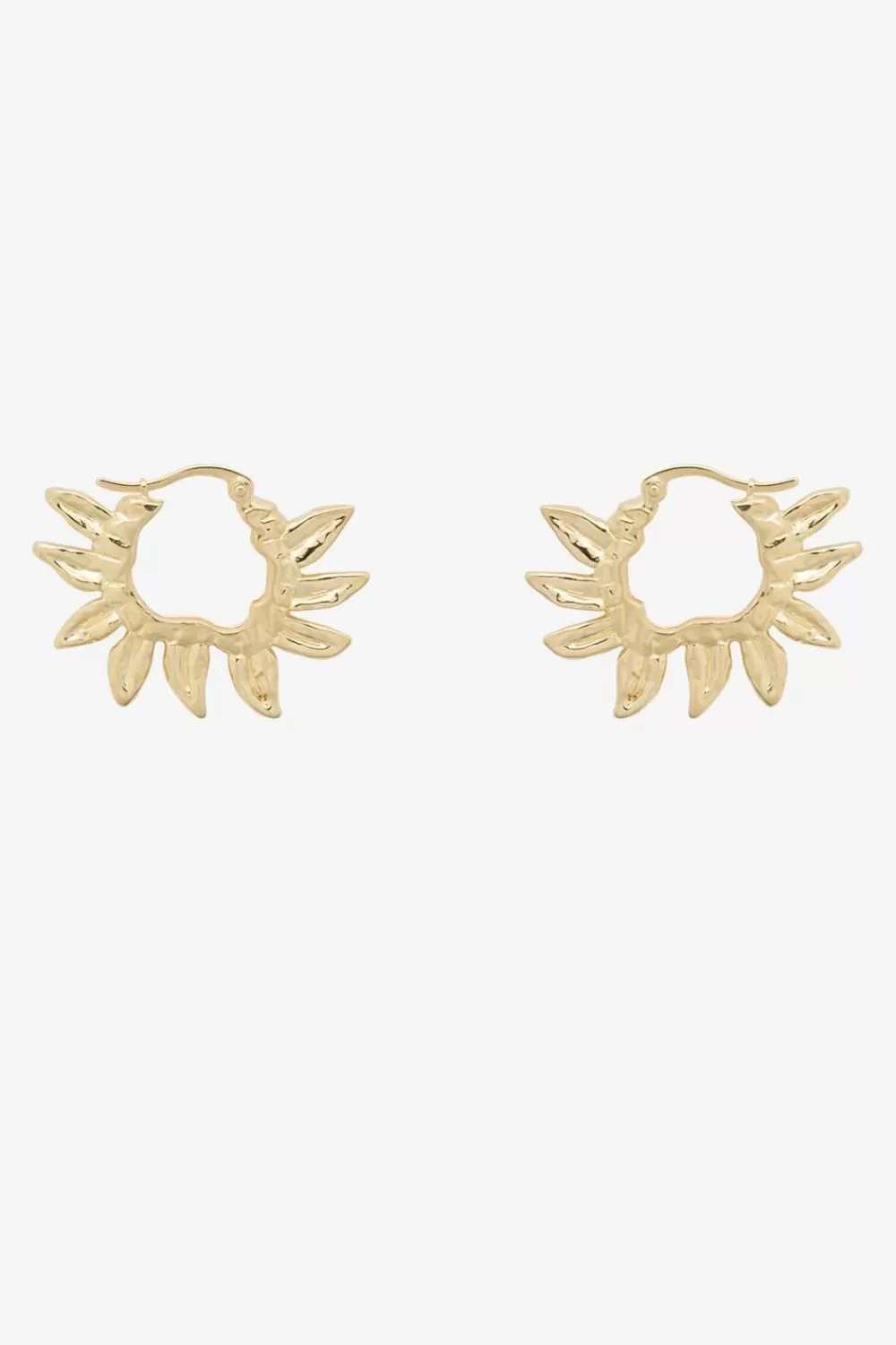 Dames Anna Nina Sieraden>Anna+Nina Gold Plated Sunflower Petals Hoop Oorringen