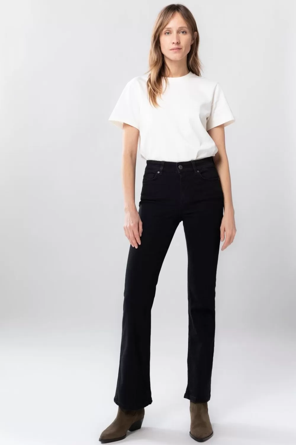 Dames Sissy-Boy Broeken>Baltimore Black Mid Waist Bootcut Jeans