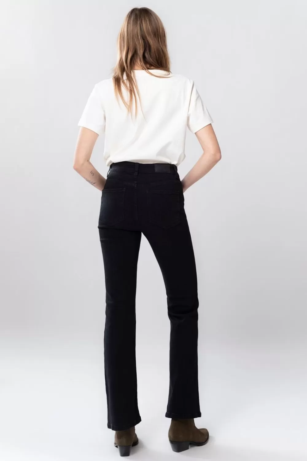 Dames Sissy-Boy Broeken>Baltimore Black Mid Waist Bootcut Jeans