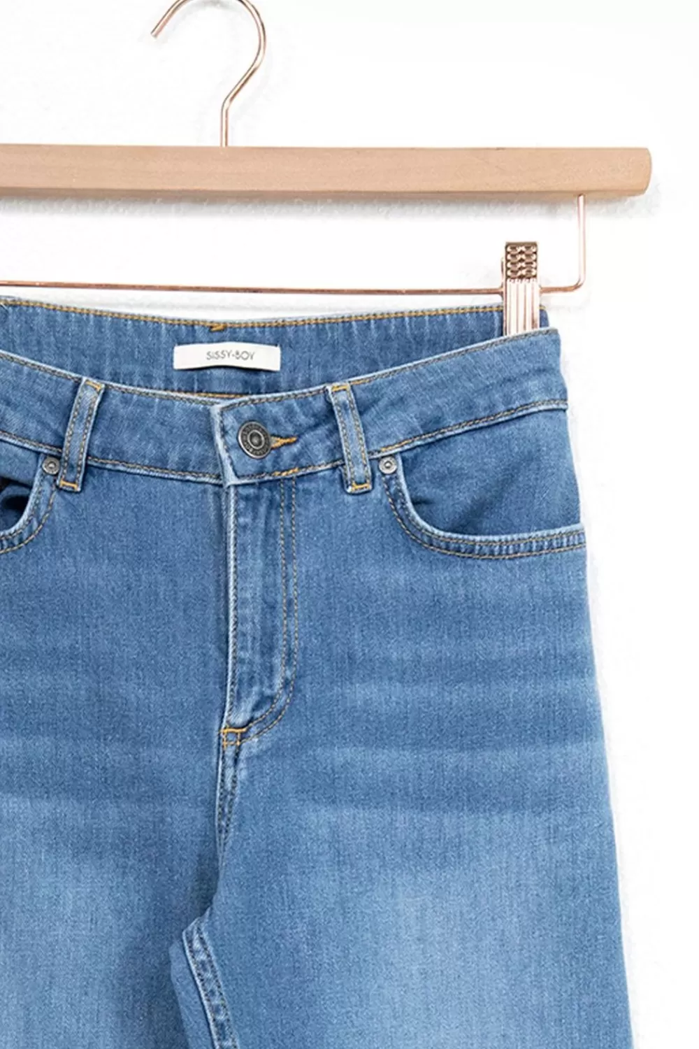 Dames Sissy-Boy Broeken>Baltimore Washed Blue Mid Waist Bootcut Jeans