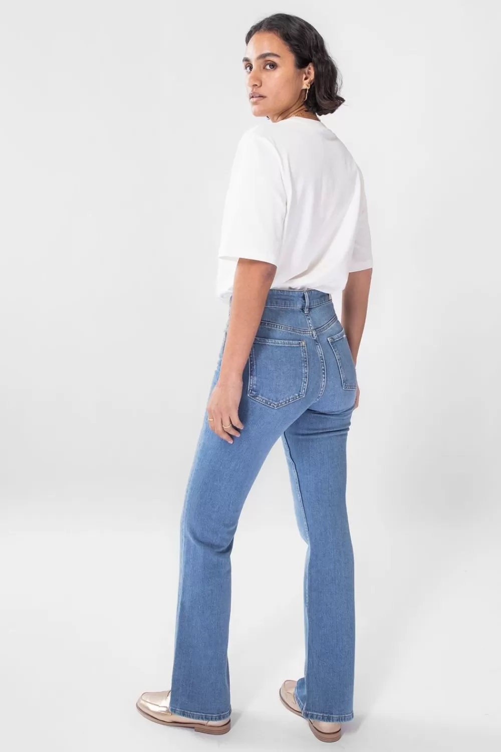 Dames Sissy-Boy Broeken>Baltimore Washed Blue Mid Waist Bootcut Jeans