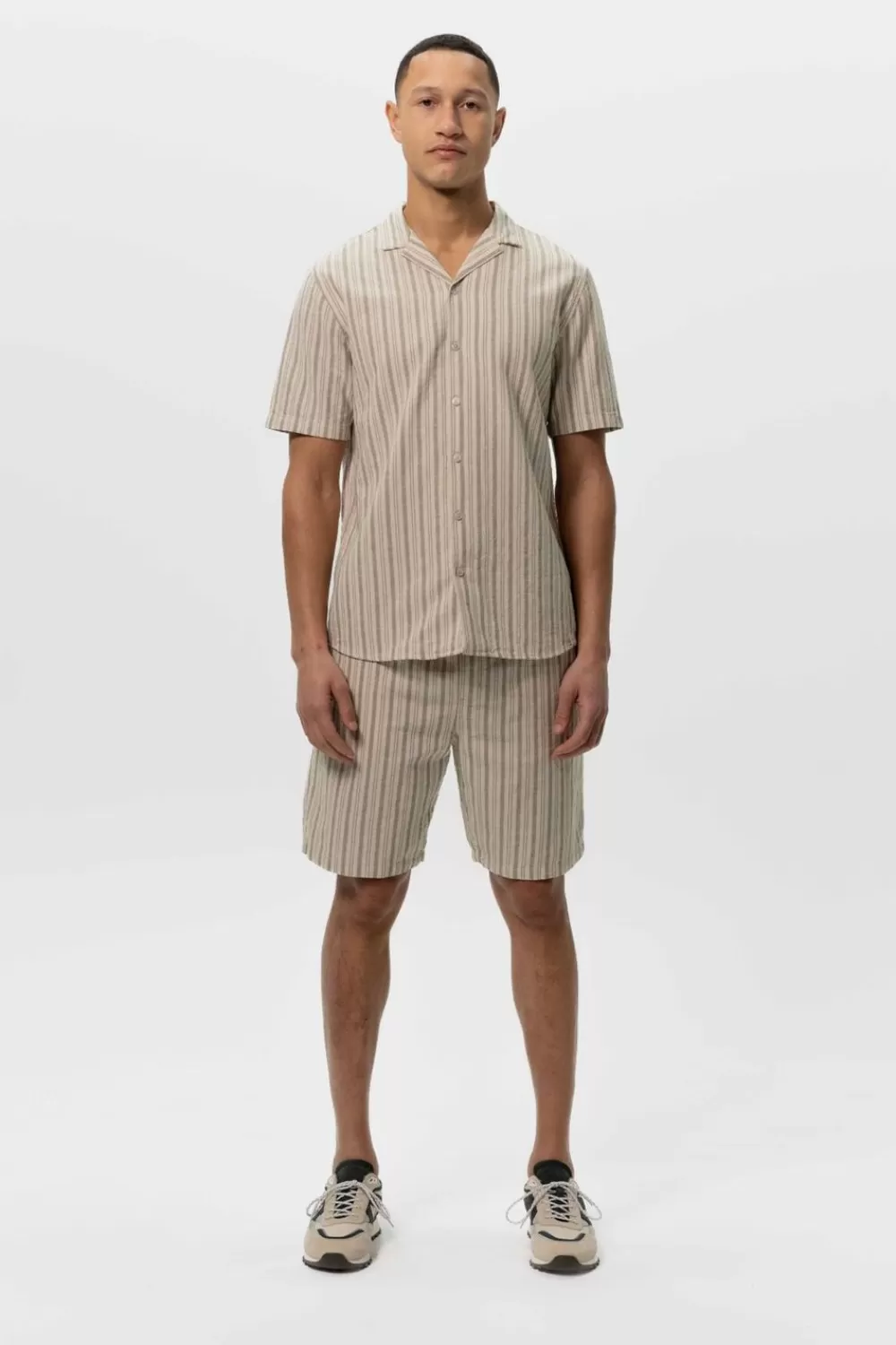 Heren Sissy-Boy Broeken>Beige Gestreepte Shorts