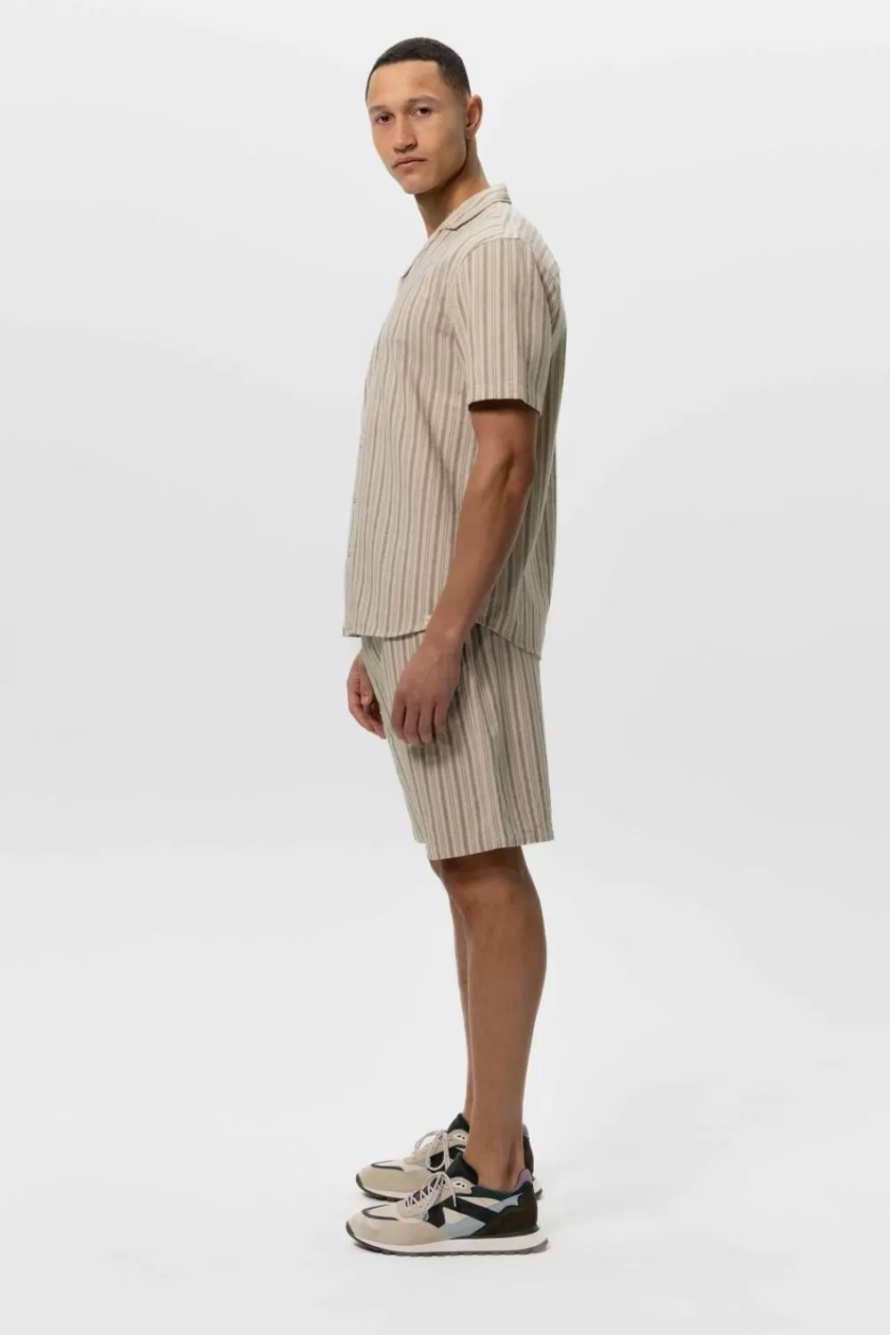 Heren Sissy-Boy Broeken>Beige Gestreepte Shorts