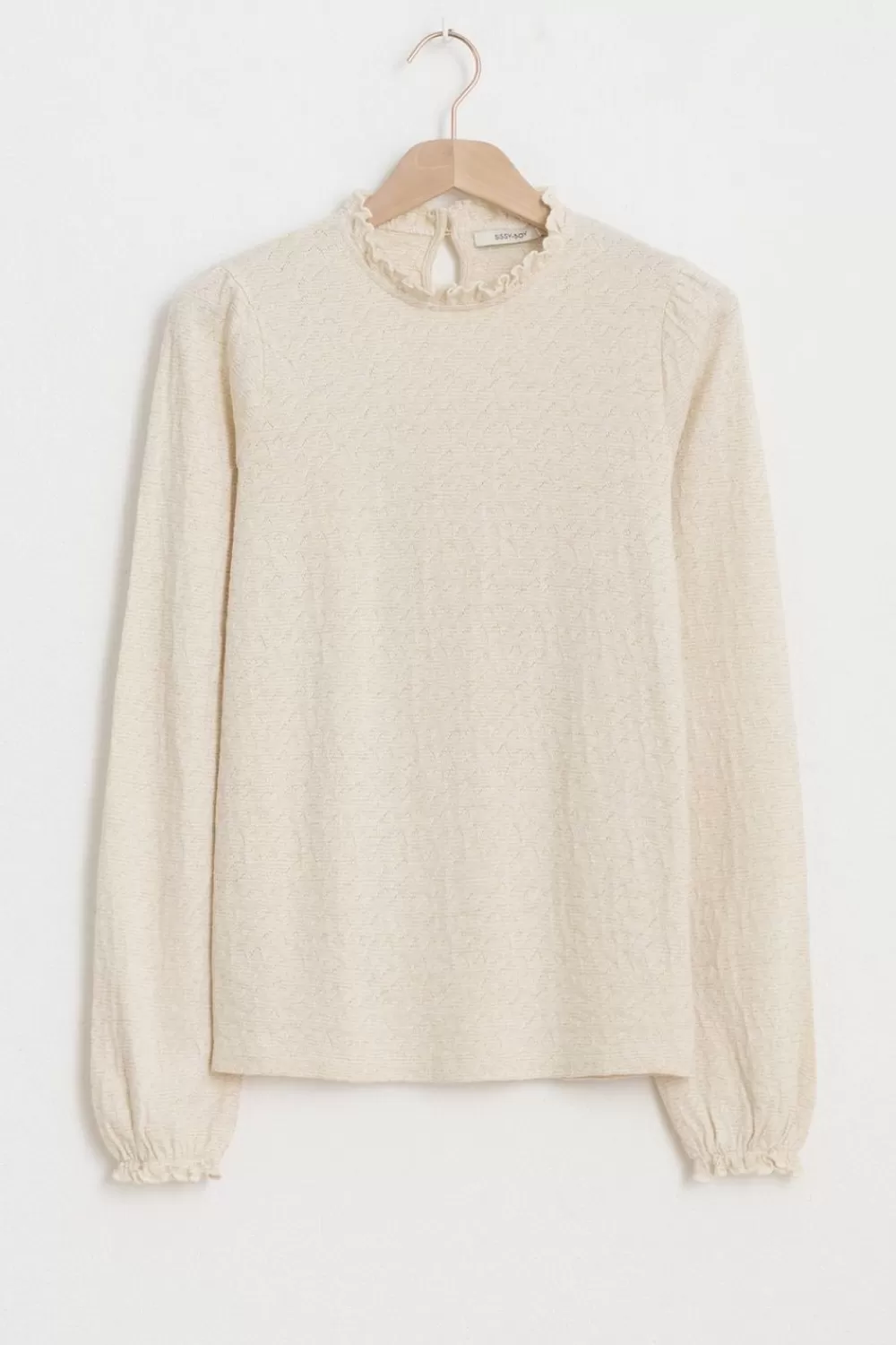 Dames Sissy-Boy T-Shirts En Tops>Beige Mock Neck Longsleeve Met Lurex