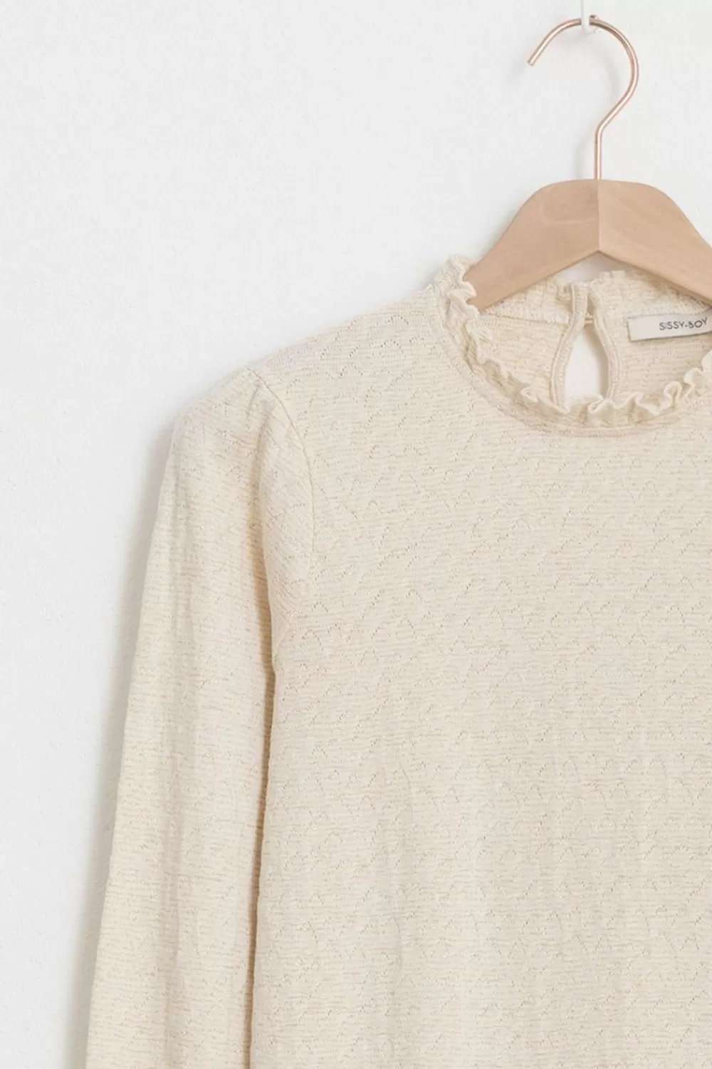 Dames Sissy-Boy T-Shirts En Tops>Beige Mock Neck Longsleeve Met Lurex