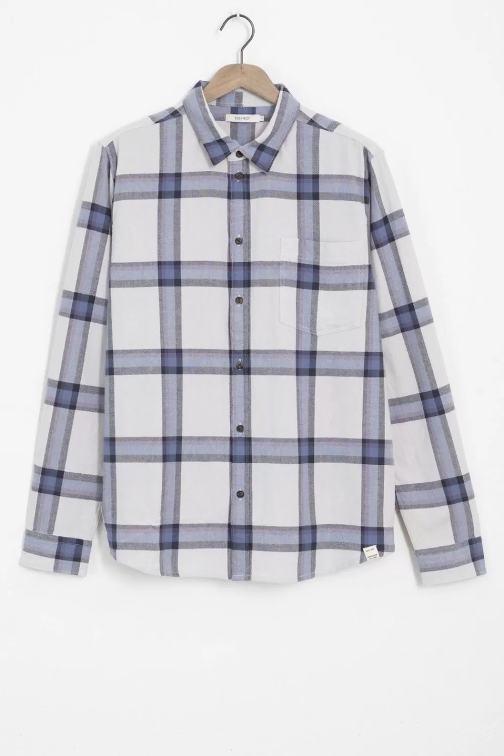 Heren Sissy-Boy Overhemden>Blauw Geruit Overhemd