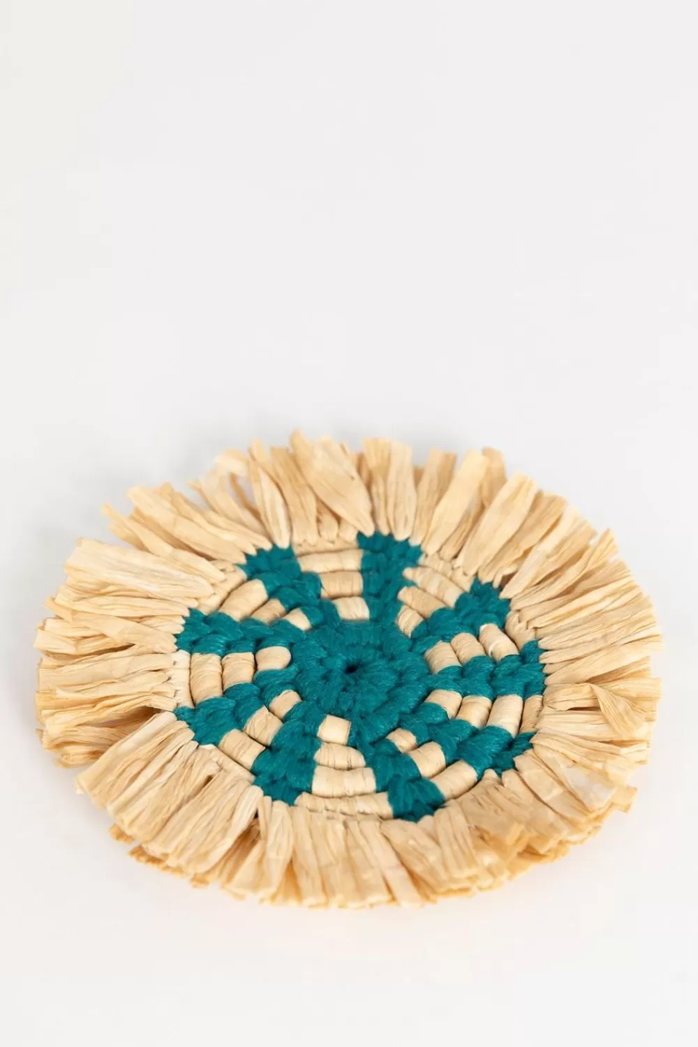 Sissy-Boy Keukengerei>Blauw Gestreepte Raffia Glasonderzetter Met Ruffles