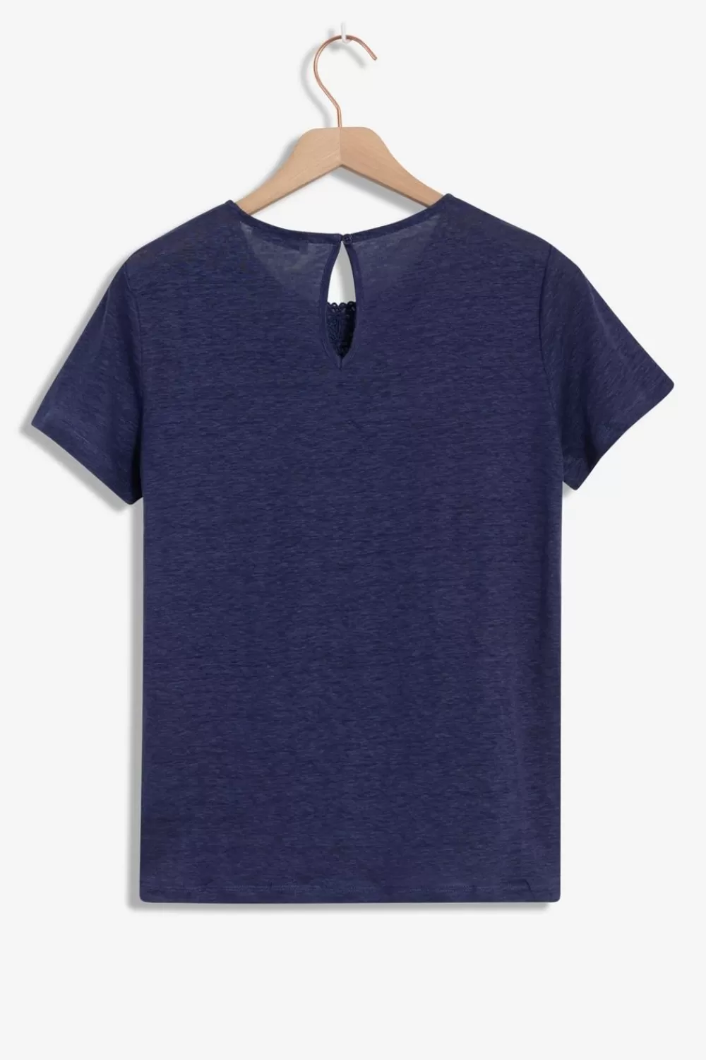 Dames Sissy-Boy T-Shirts En Tops>Blauw Linnen T-Shirt Met Borduursel