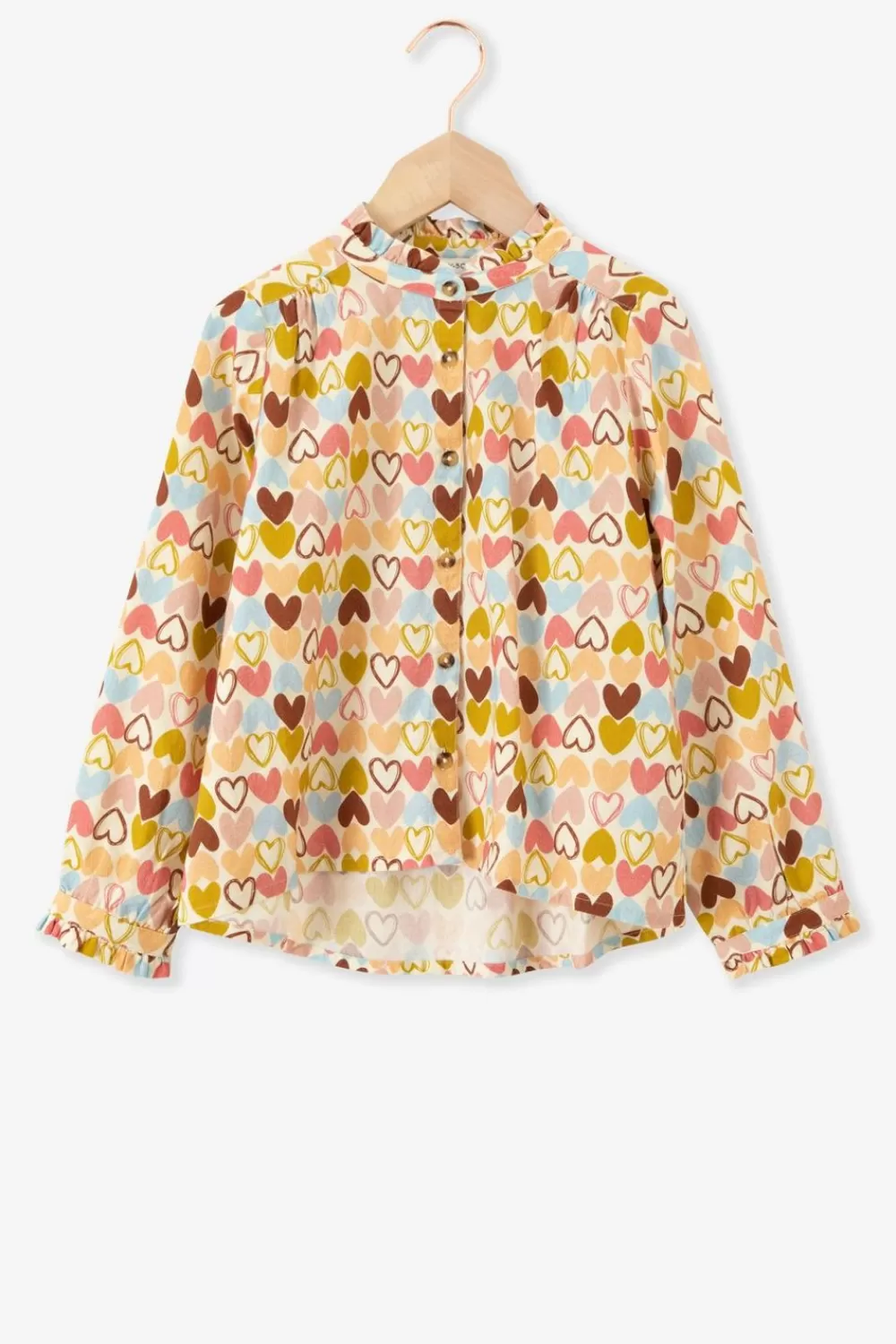 Kids Sissy-Boy Blouses>Blouse Met Multicolour Hartjesprint En Ruffle Details
