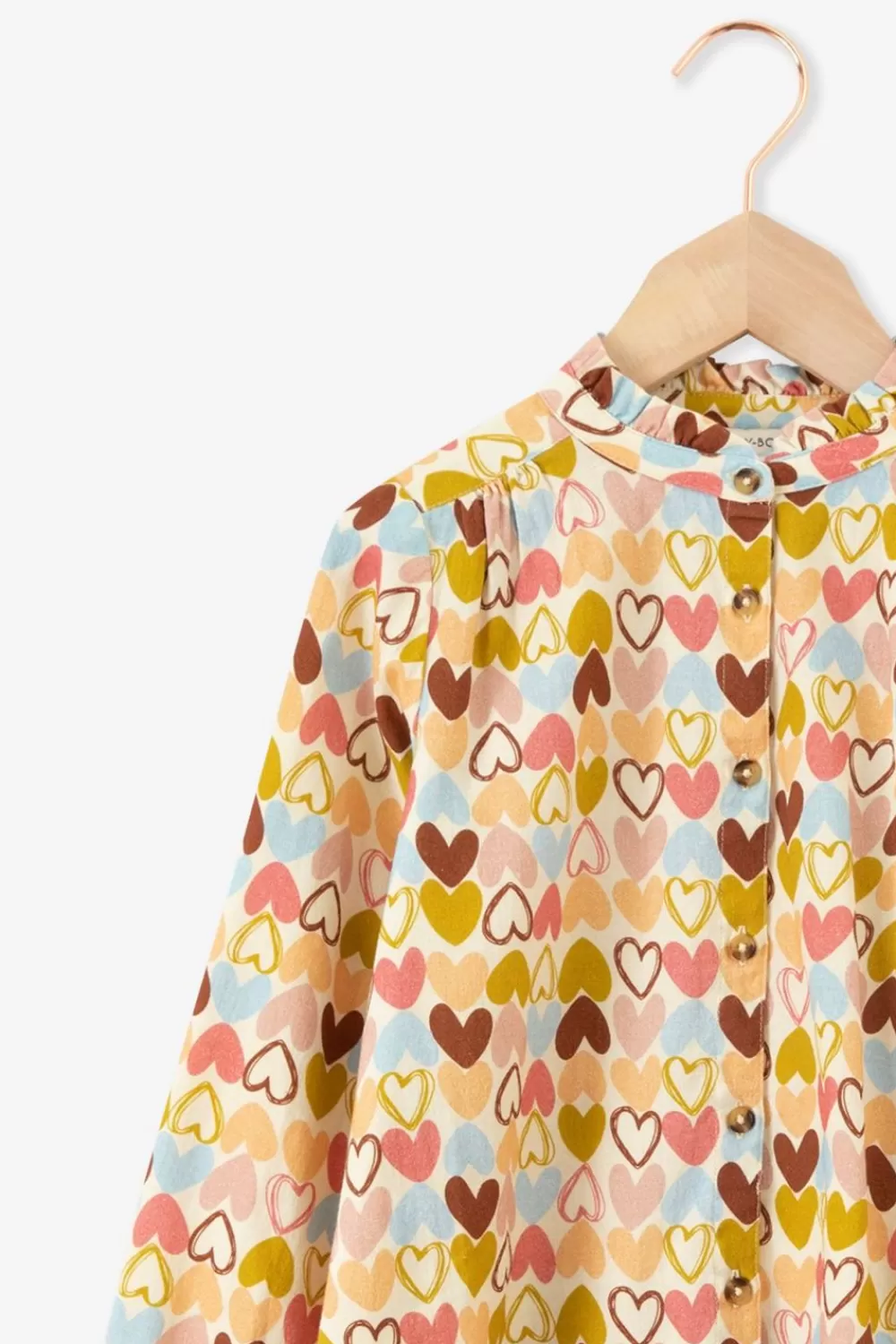 Kids Sissy-Boy Blouses>Blouse Met Multicolour Hartjesprint En Ruffle Details
