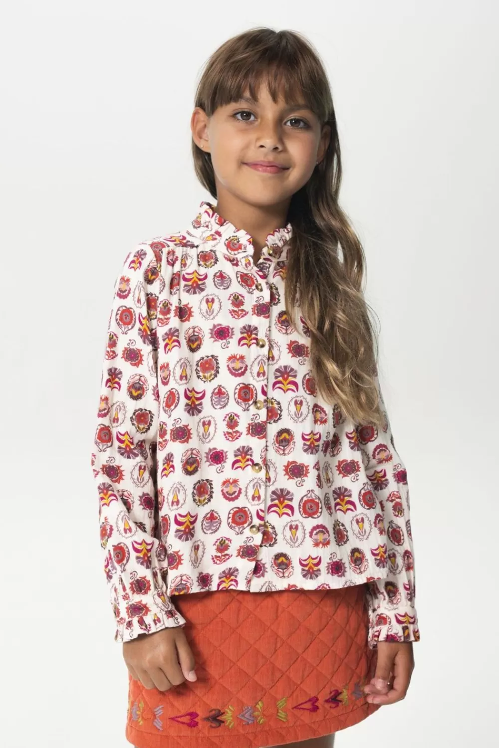 Kids Sissy-Boy Blouses>Blouse Met Print En Ruffles