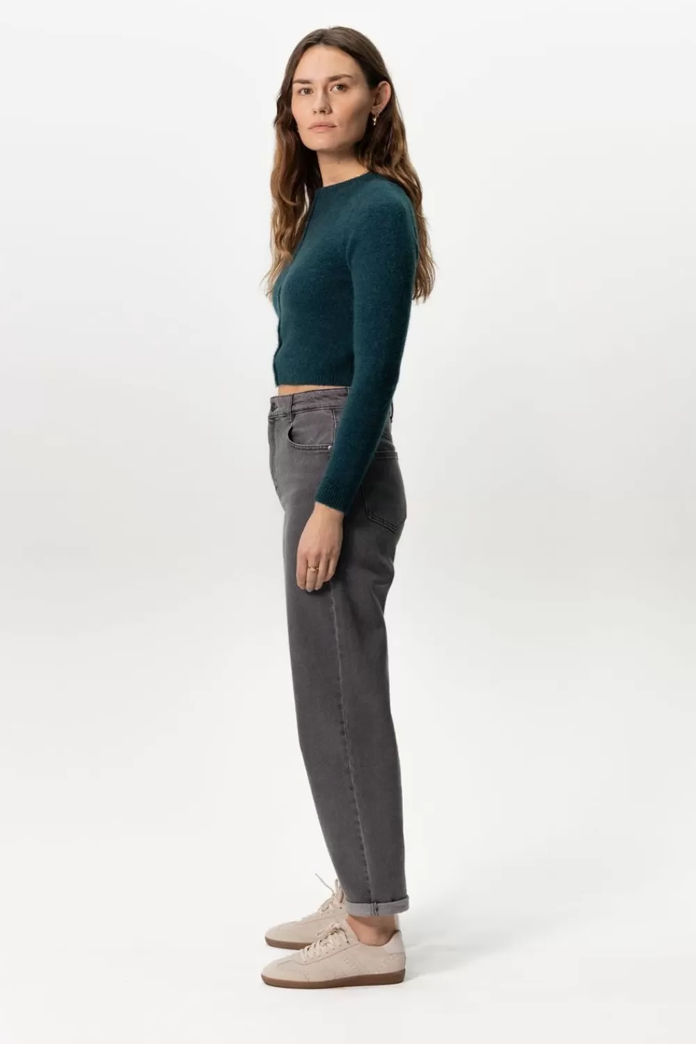 Dames Sissy-Boy Broeken>Bora Donkergrijze High Waist Tapered Jeans