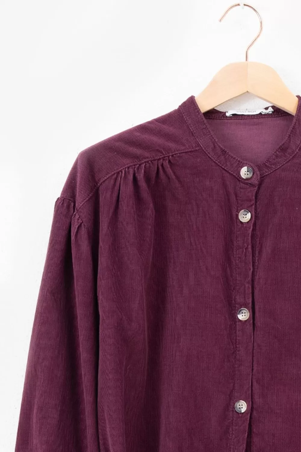 Dames Sissy-Boy Jurken>Bordeauxrode Corduroy Doorknoop Jurk
