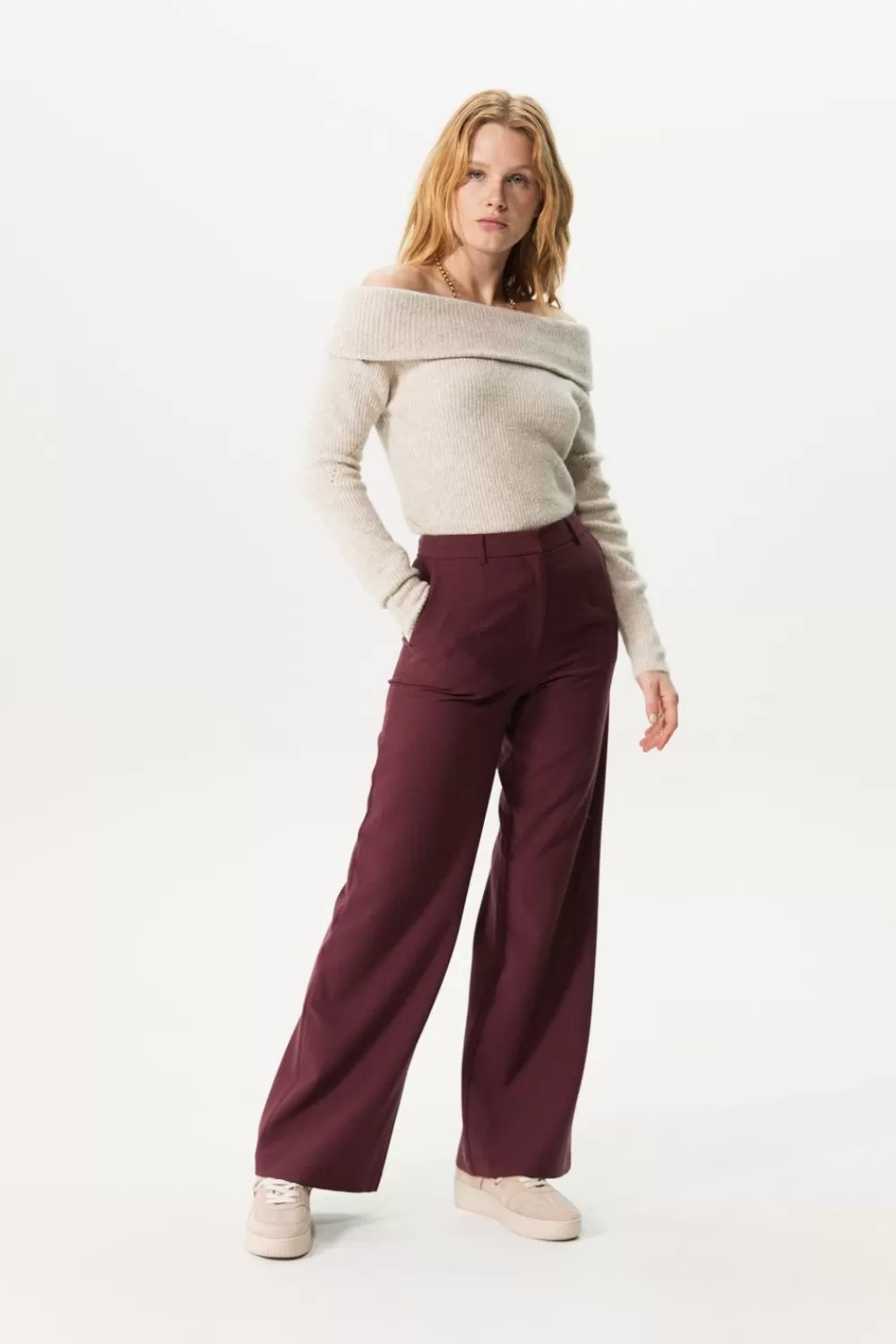 Dames Sissy-Boy Broeken>Bordeauxrode Wide Leg Pantalon