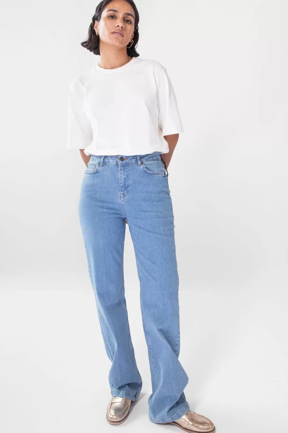 Dames Sissy-Boy Broeken>Brally Blue High Waist Wide Leg Jeans