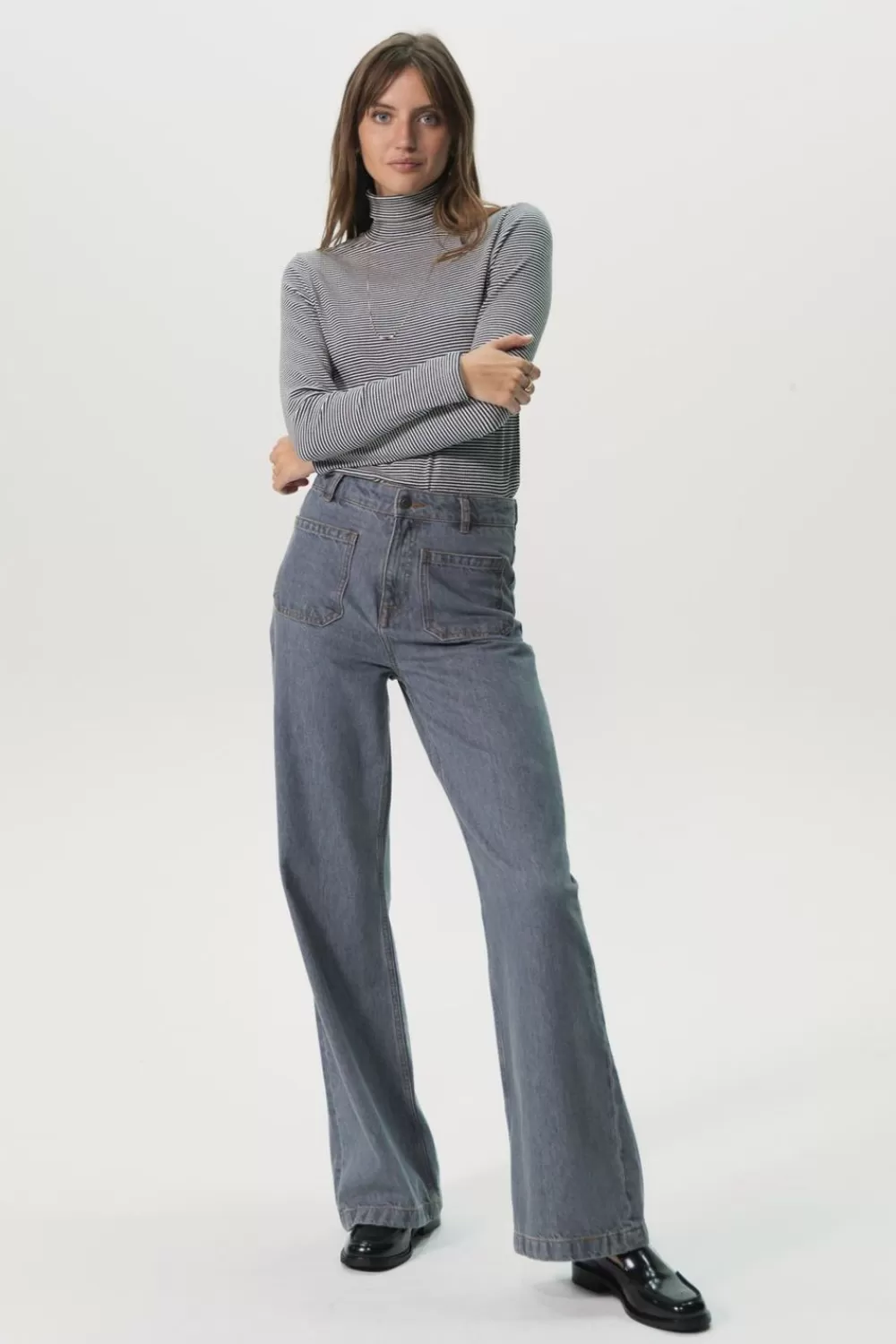 Dames Sissy-Boy Broeken>Brovary Grijze High Waist Wide Leg Jeans