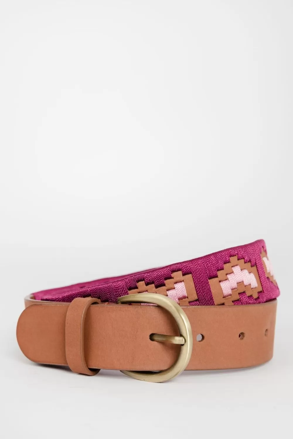 Dames Sissy-Boy Riemen>Bruin Met Donkerroze Leren Riem Hartjes