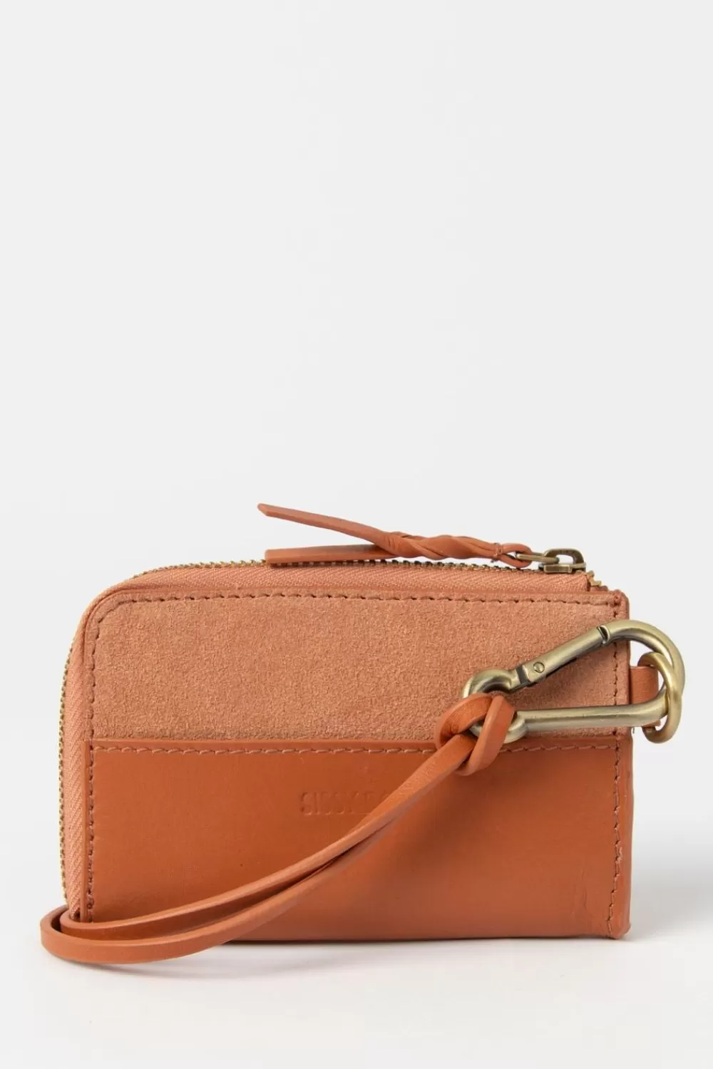 Dames Sissy-Boy Tassen>Cognac Suede En Leren Portemonnee Met Koord