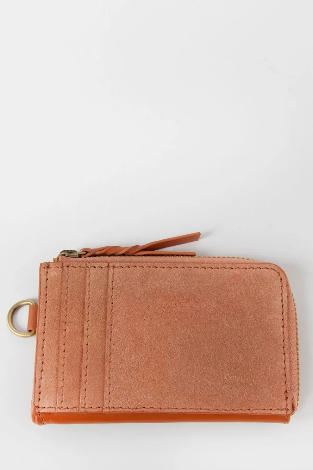 Dames Sissy-Boy Tassen>Cognac Suede En Leren Portemonnee Met Koord