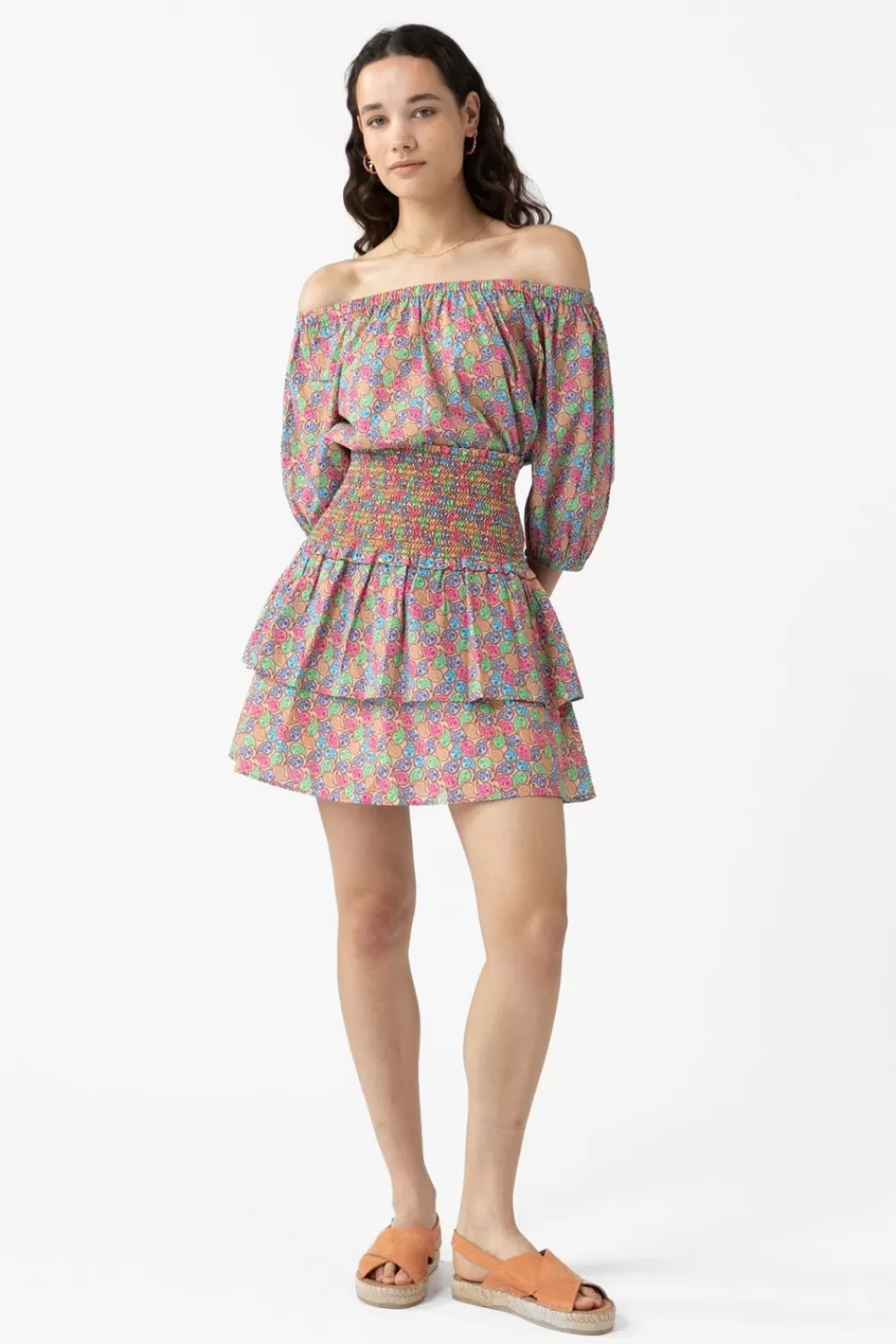Dames Sissy-Boy T-Shirts En Tops>Colour Paisley Print Off Shoulder Top