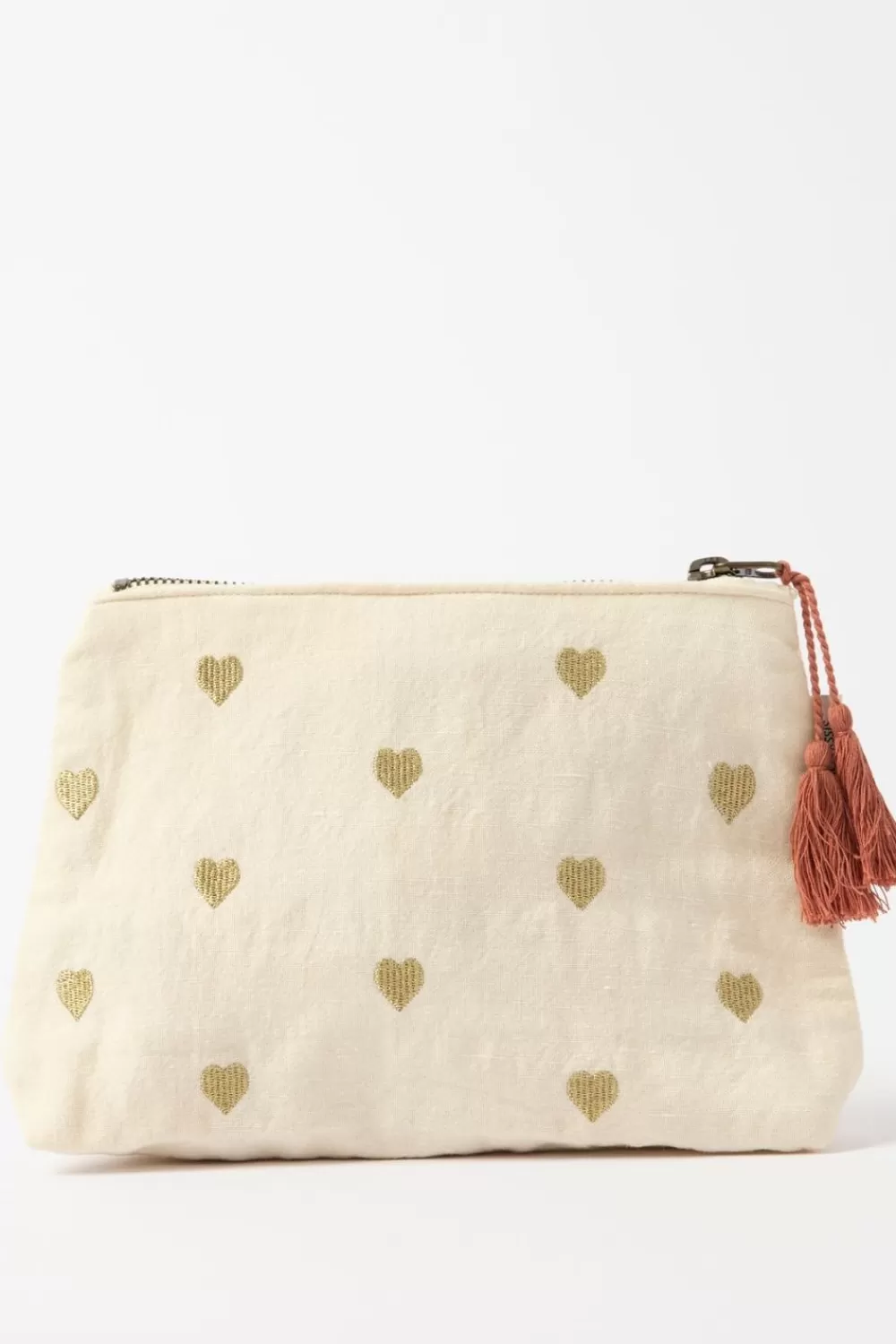 Sissy-Boy Badkameraccessoires>Cremekleurige Toilettas Met Gouden Hartjes