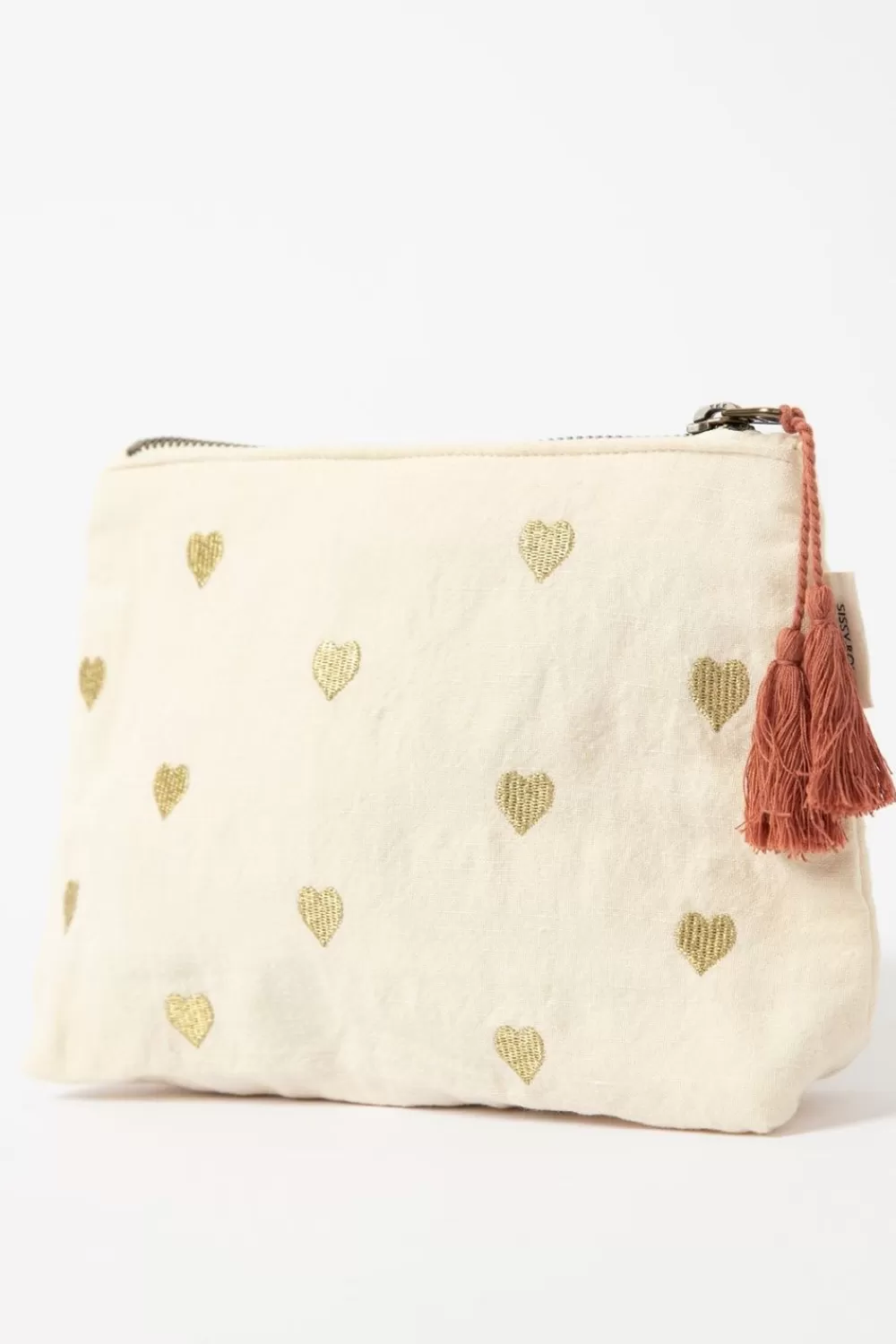 Sissy-Boy Badkameraccessoires>Cremekleurige Toilettas Met Gouden Hartjes