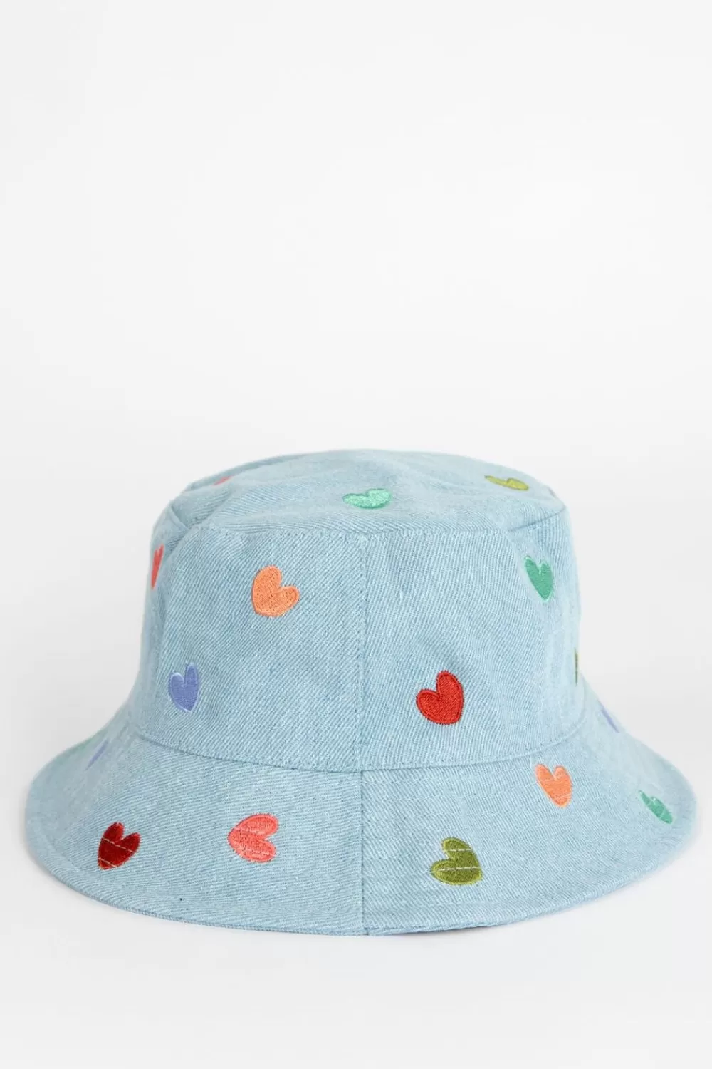 Kids Sissy-Boy Accessoires>Denim Bucket Hat Met Hartjes Embroidery
