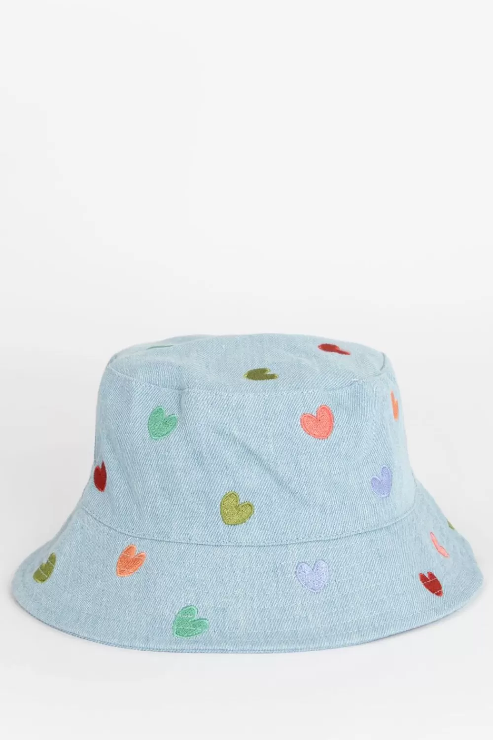 Kids Sissy-Boy Accessoires>Denim Bucket Hat Met Hartjes Embroidery