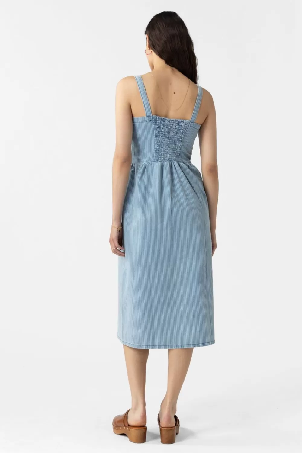 Dames Sissy-Boy Jurken>Denim Gestreepte Jurk Met Knoopsluiting