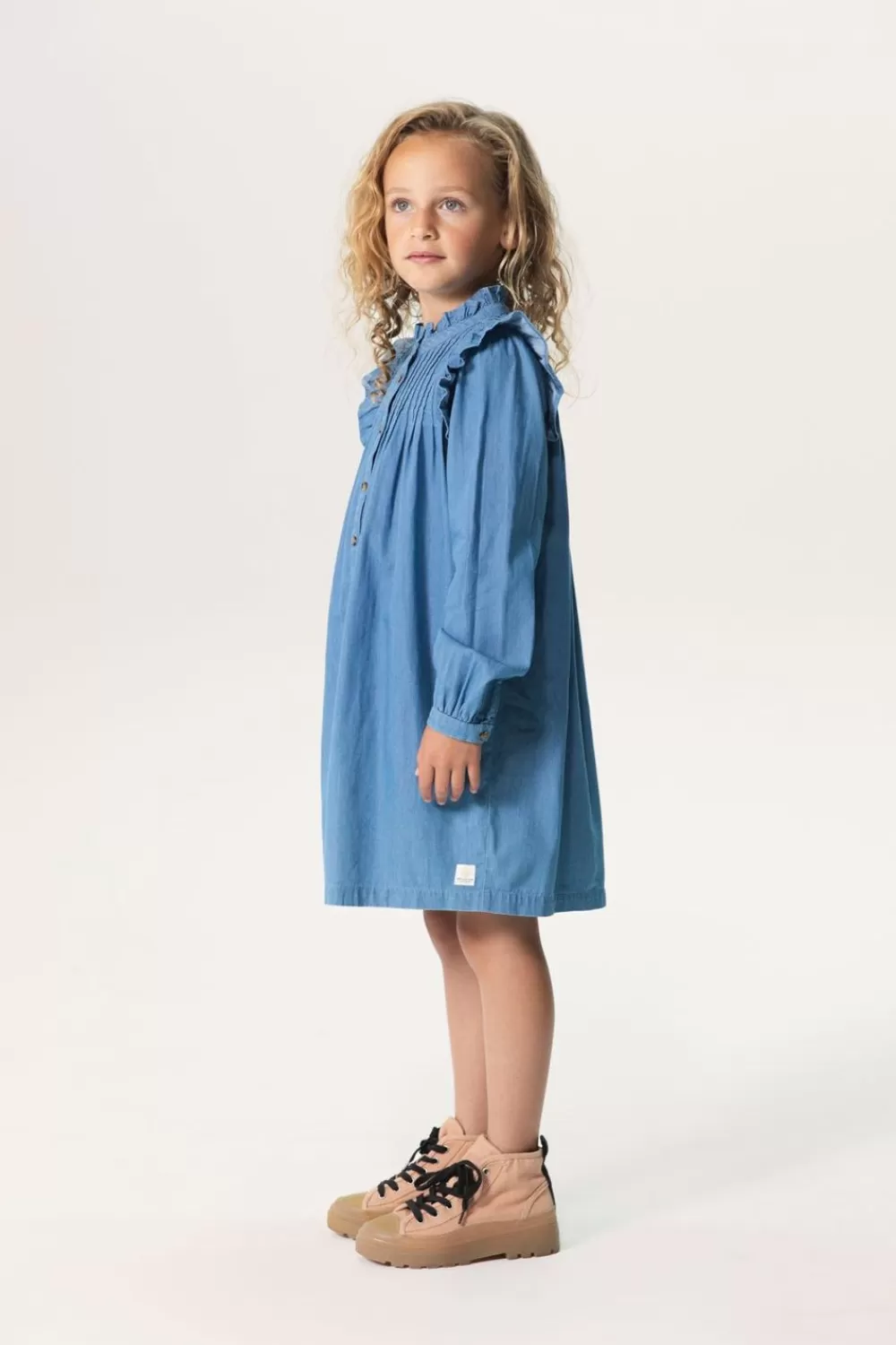 Kids Sissy-Boy Jurken>Denim Jurk Met Ruffle Details En Pintucks
