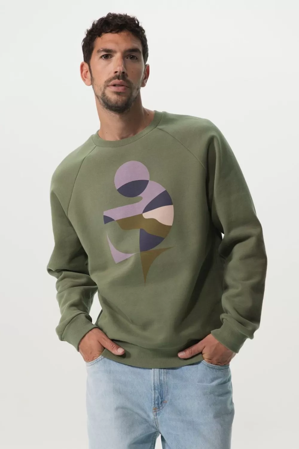 Heren Sissy-Boy Truien En Vesten>Donker E Katoenen Raglan Sweater Met Print
