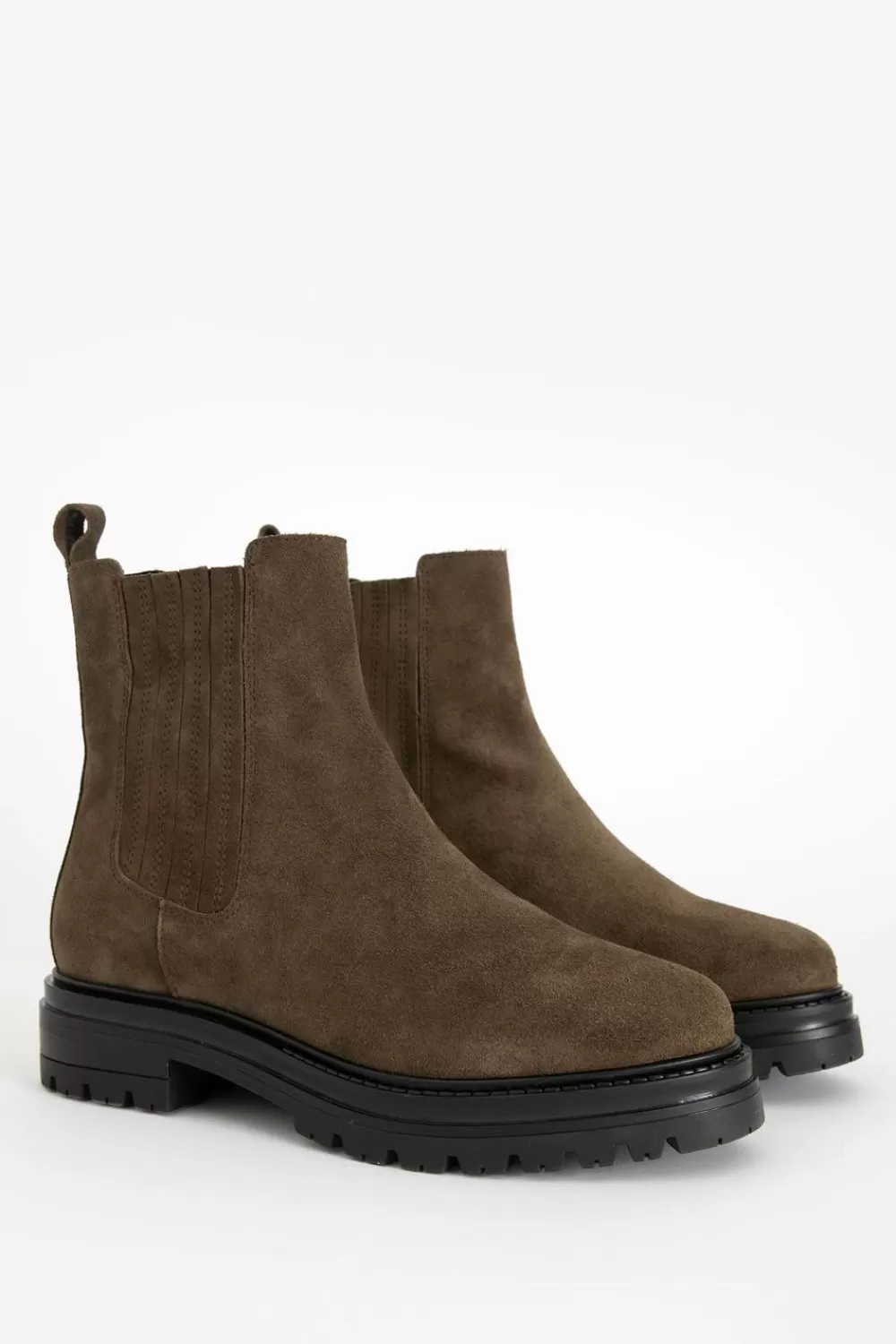 Dames Sissy-Boy Schoenen>Donker E Suede Chelsea Boots Met Elastiek Detail