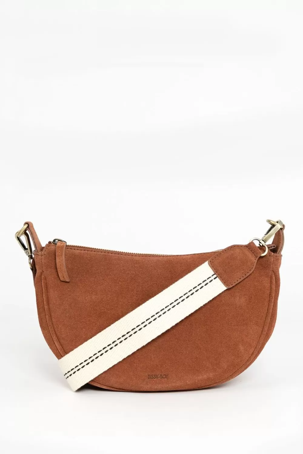 Dames Sissy-Boy Tassen>Donker E Suede Schoudertas Met Jacquard Band