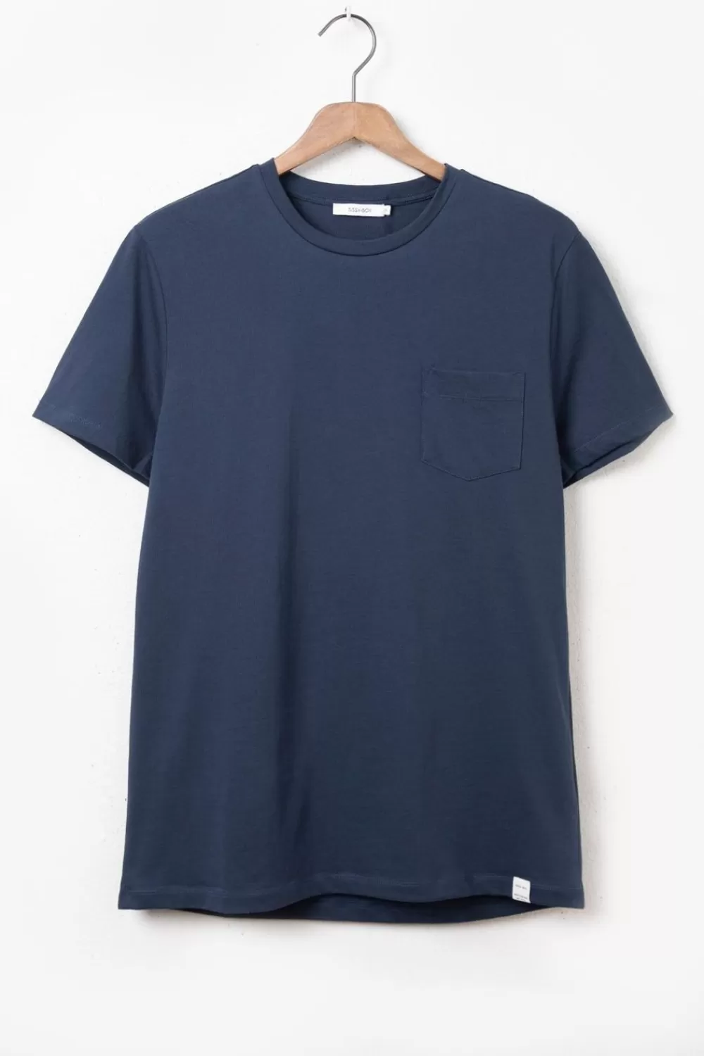 Heren Sissy-Boy T-Shirts>Donkerblauw T-Shirt Met Borstzakje