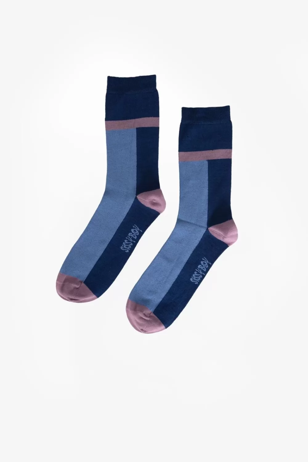 Dames Sissy-Boy Sokken En Panty'S>Donkerblauwe Colourblock Sokken