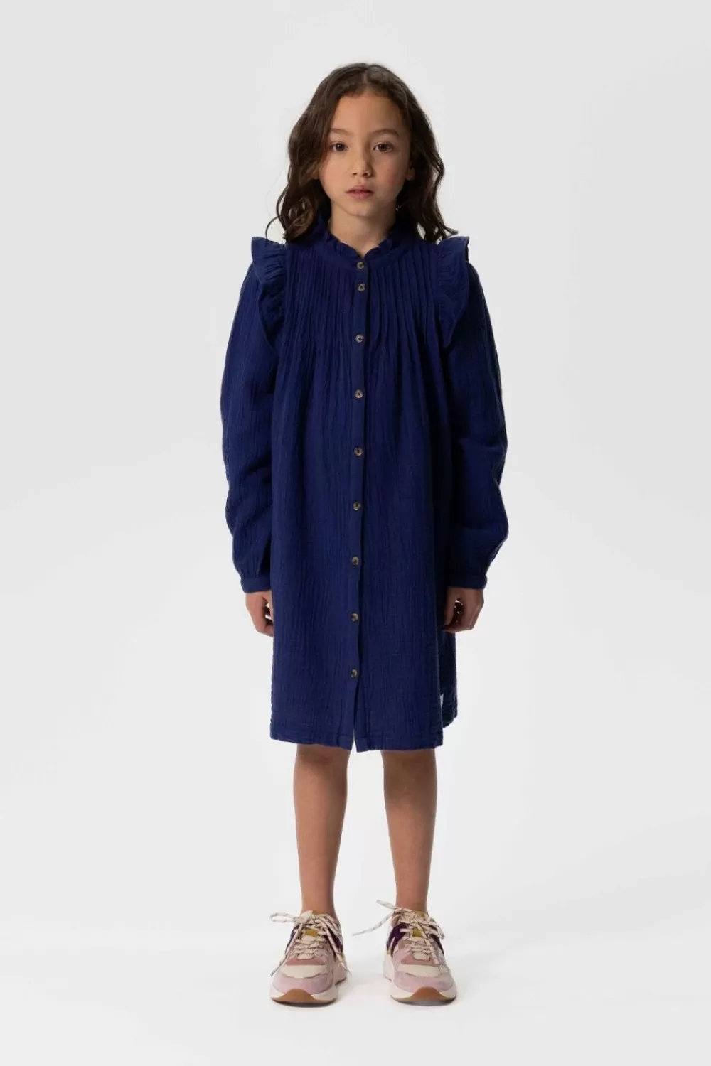 Kids Sissy-Boy Jurken>Donkerblauwe Jurk Met Ruffle Details En Pintucks