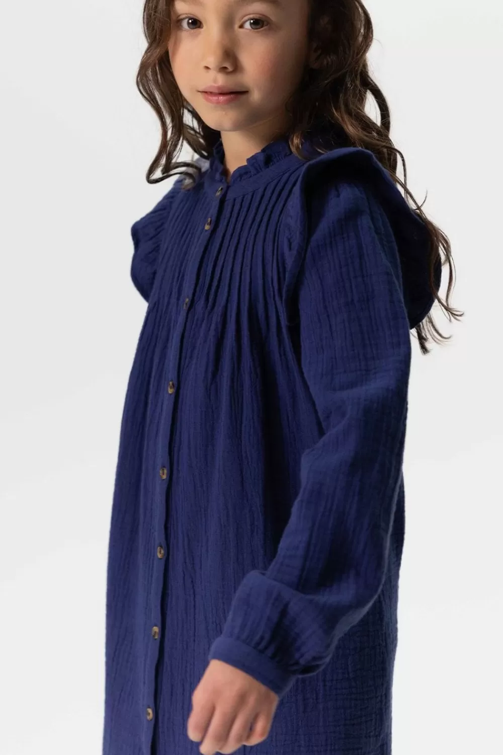 Kids Sissy-Boy Jurken>Donkerblauwe Jurk Met Ruffle Details En Pintucks