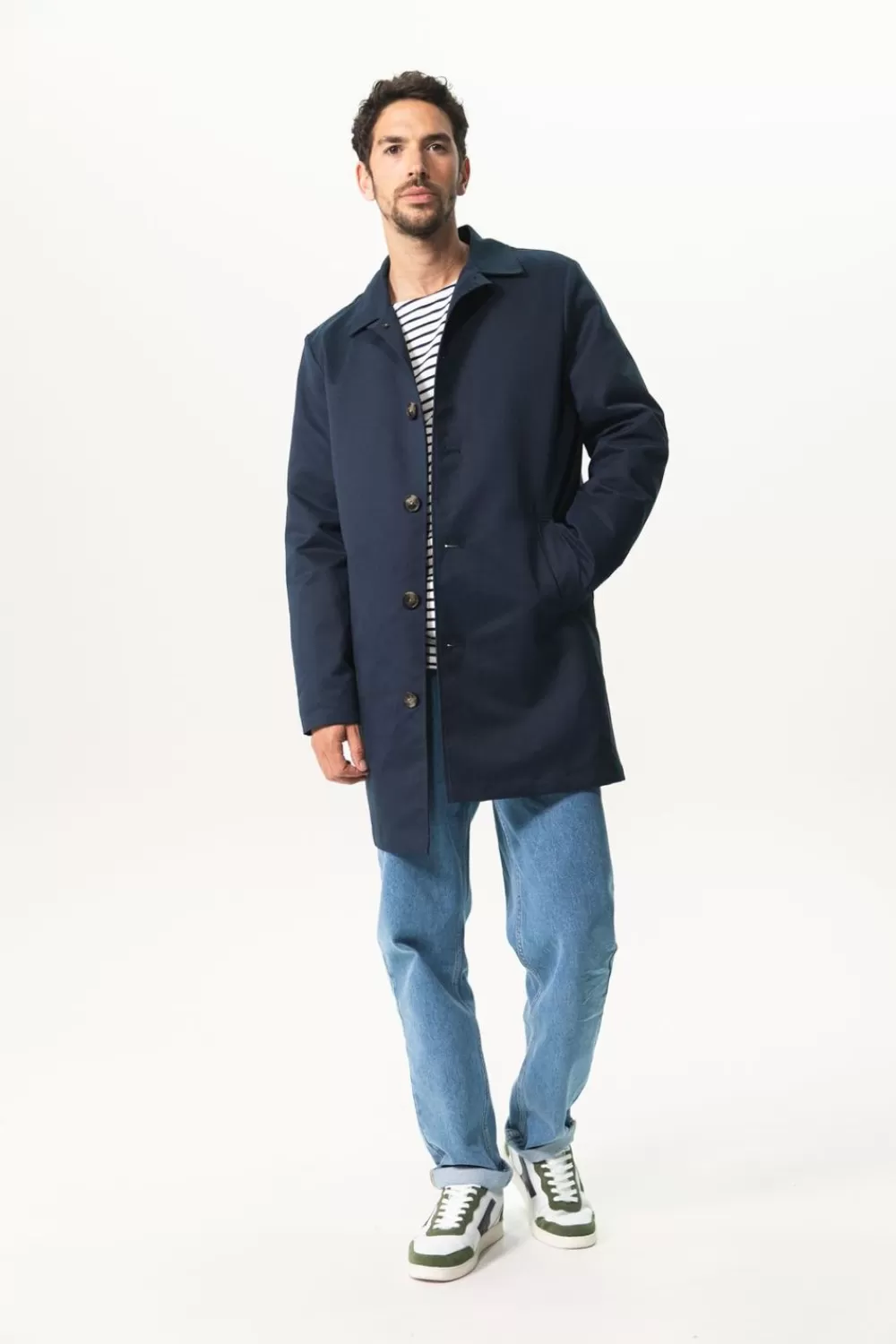 Heren Sissy-Boy Jassen>Donkerblauwe Mackintosh Jas