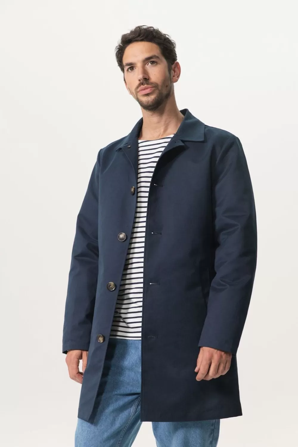 Heren Sissy-Boy Jassen>Donkerblauwe Mackintosh Jas