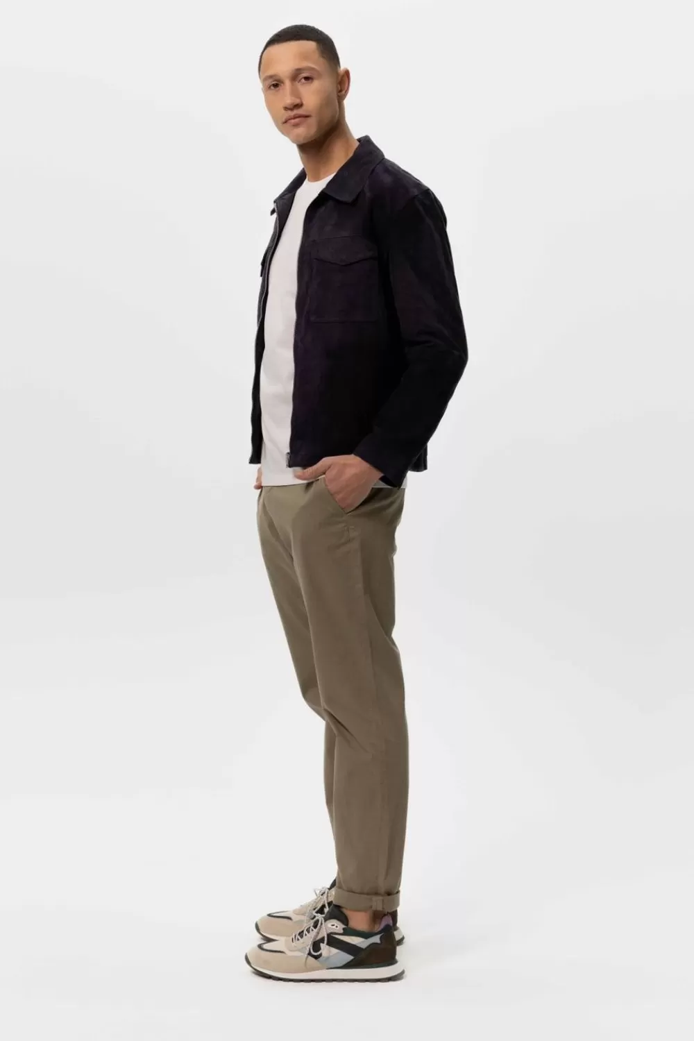 Heren Sissy-Boy Jassen>Donkerblauwe Suede Jas Reversible