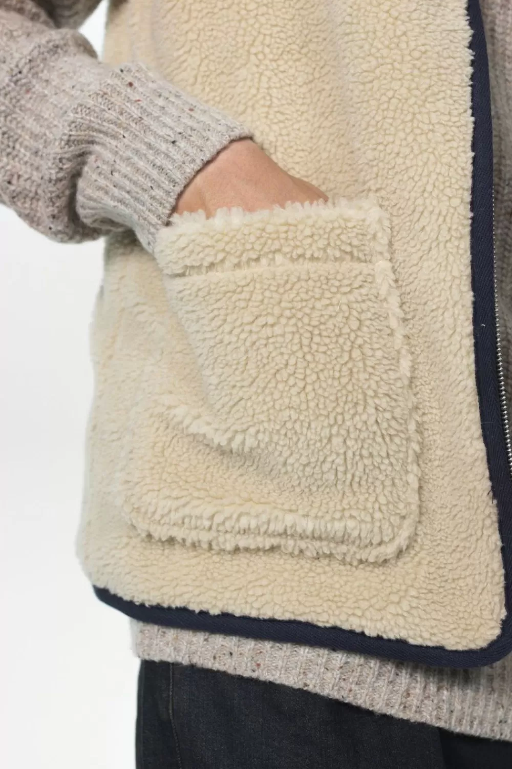 Heren Sissy-Boy Blazers En Jasjes>Donkerblauwe Wollen Reversible Bodywarmer