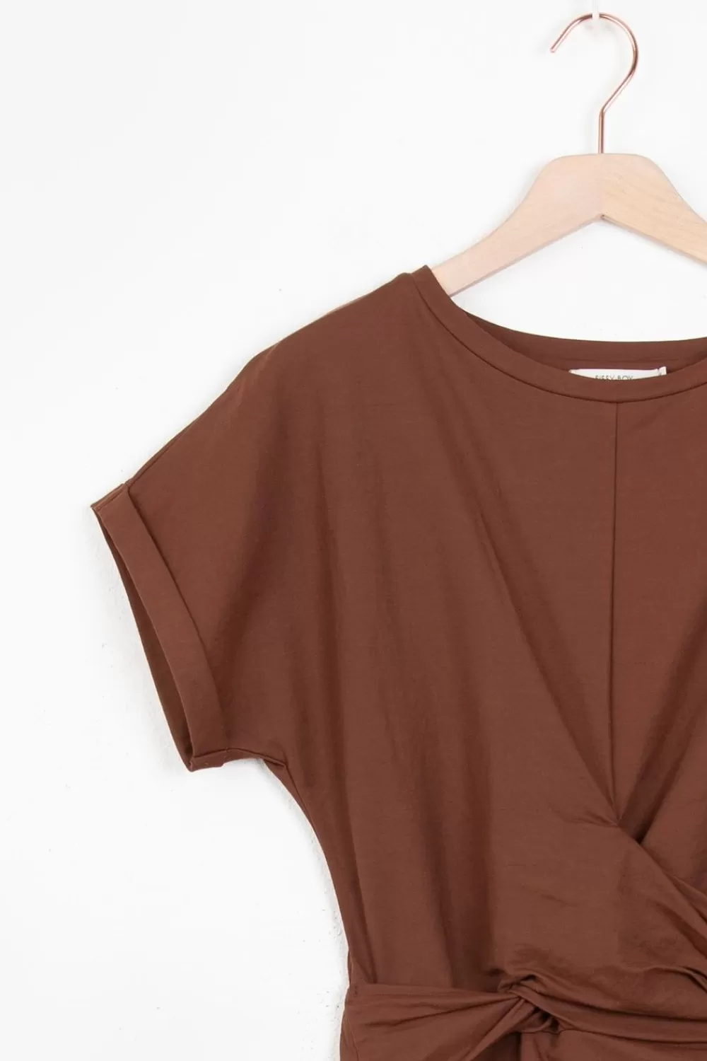 Dames Sissy-Boy Jurken>Donkerbruine Jersey Wikkeljurk