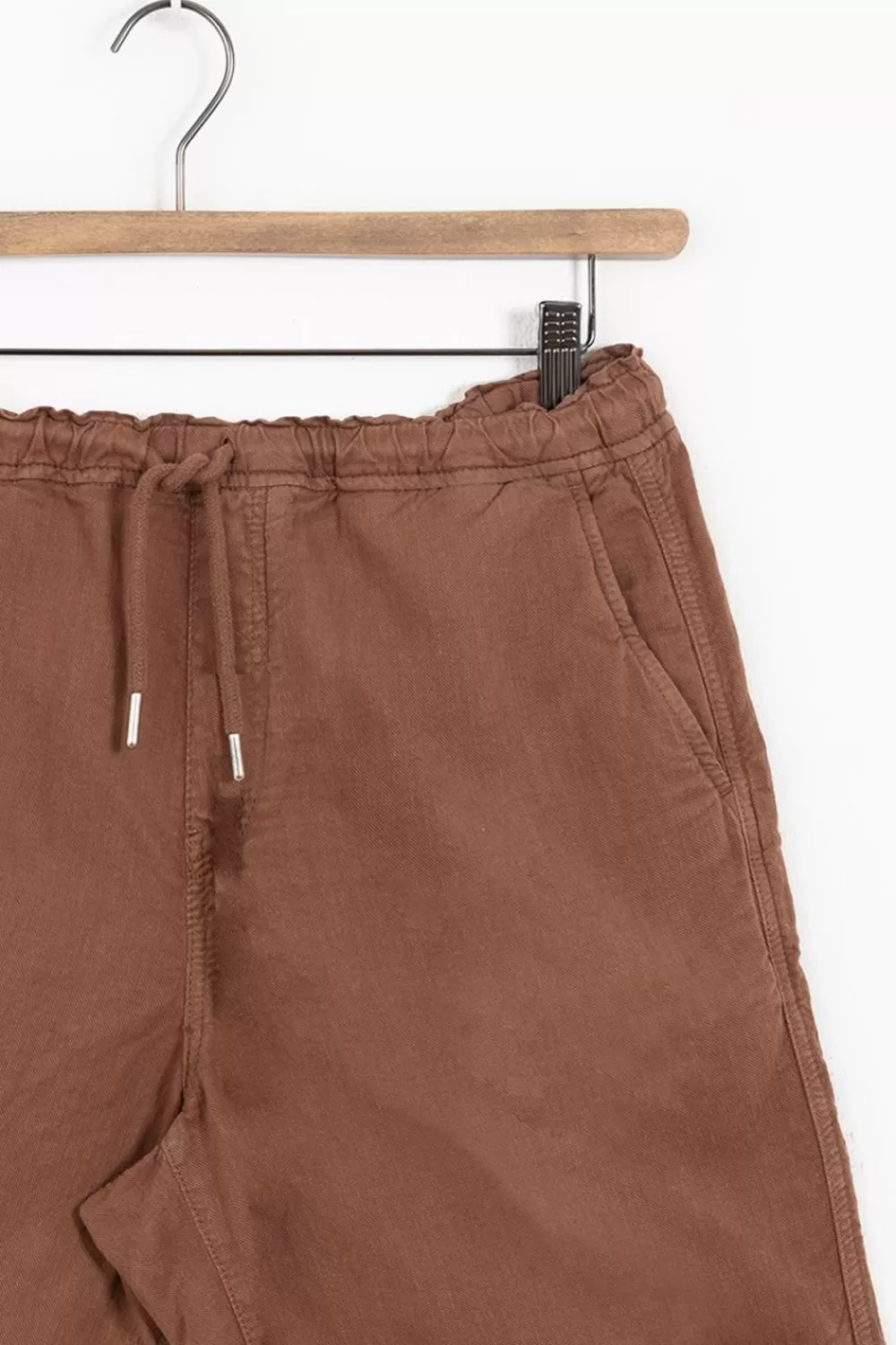 Heren Sissy-Boy Broeken>Donkerbruine Shorts Met Aantrekkoord