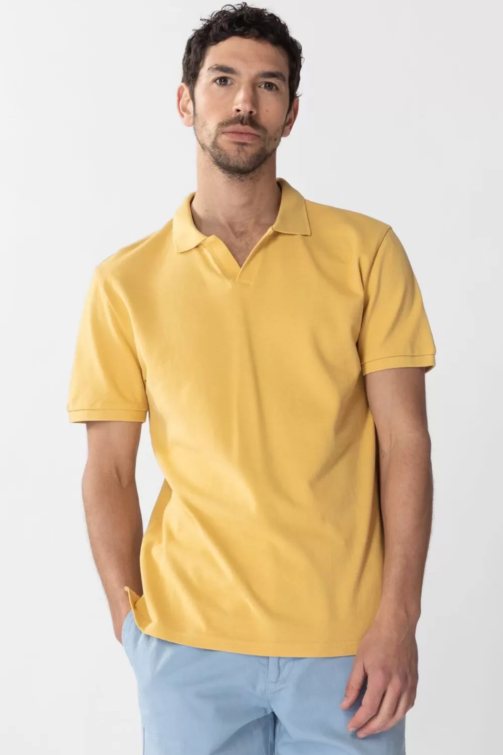 Heren Sissy-Boy T-Shirts>Donkergele Katoenen Polo