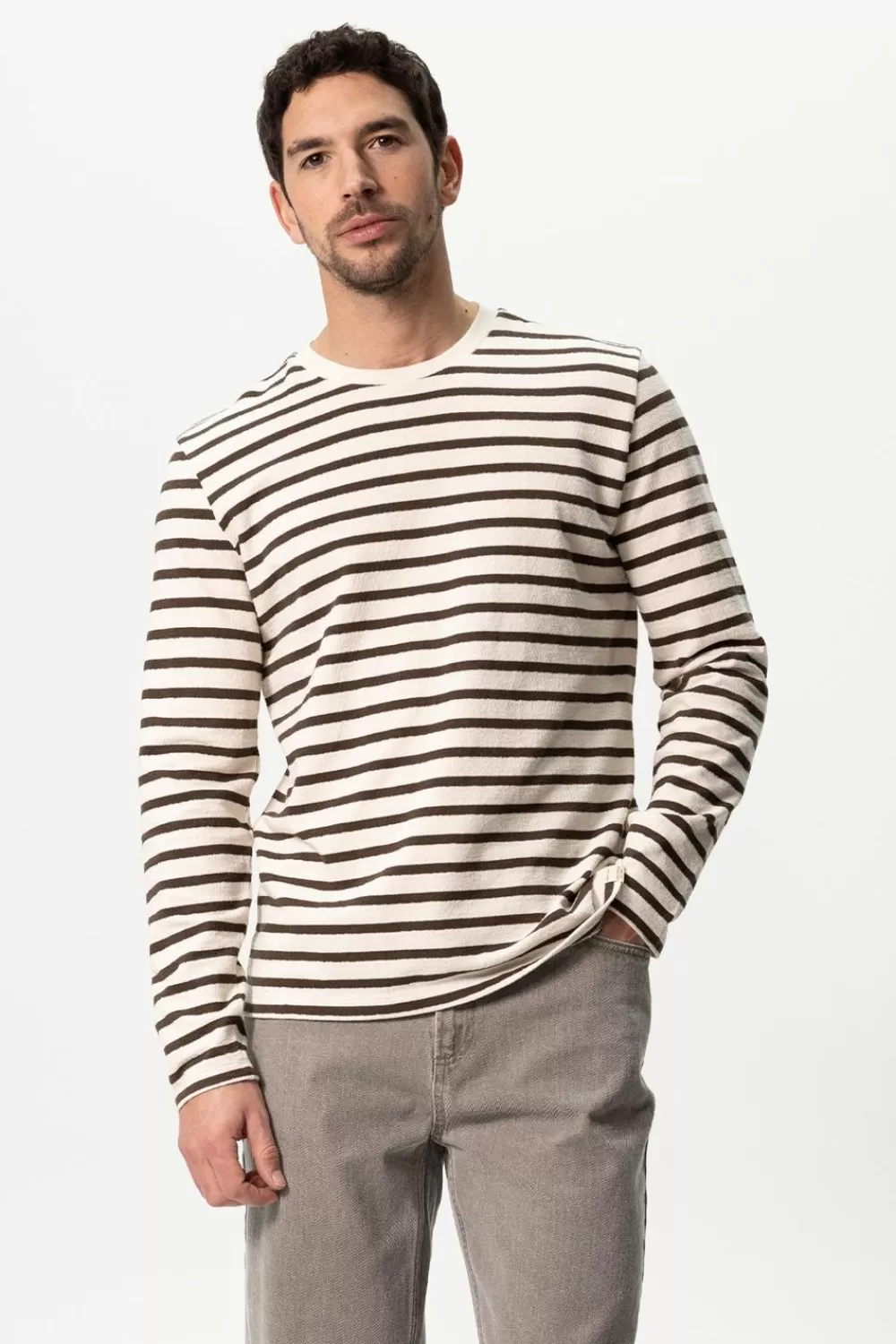 Heren Sissy-Boy T-Shirts>Donkergroen Gestreept Longsleeve T-Shirt