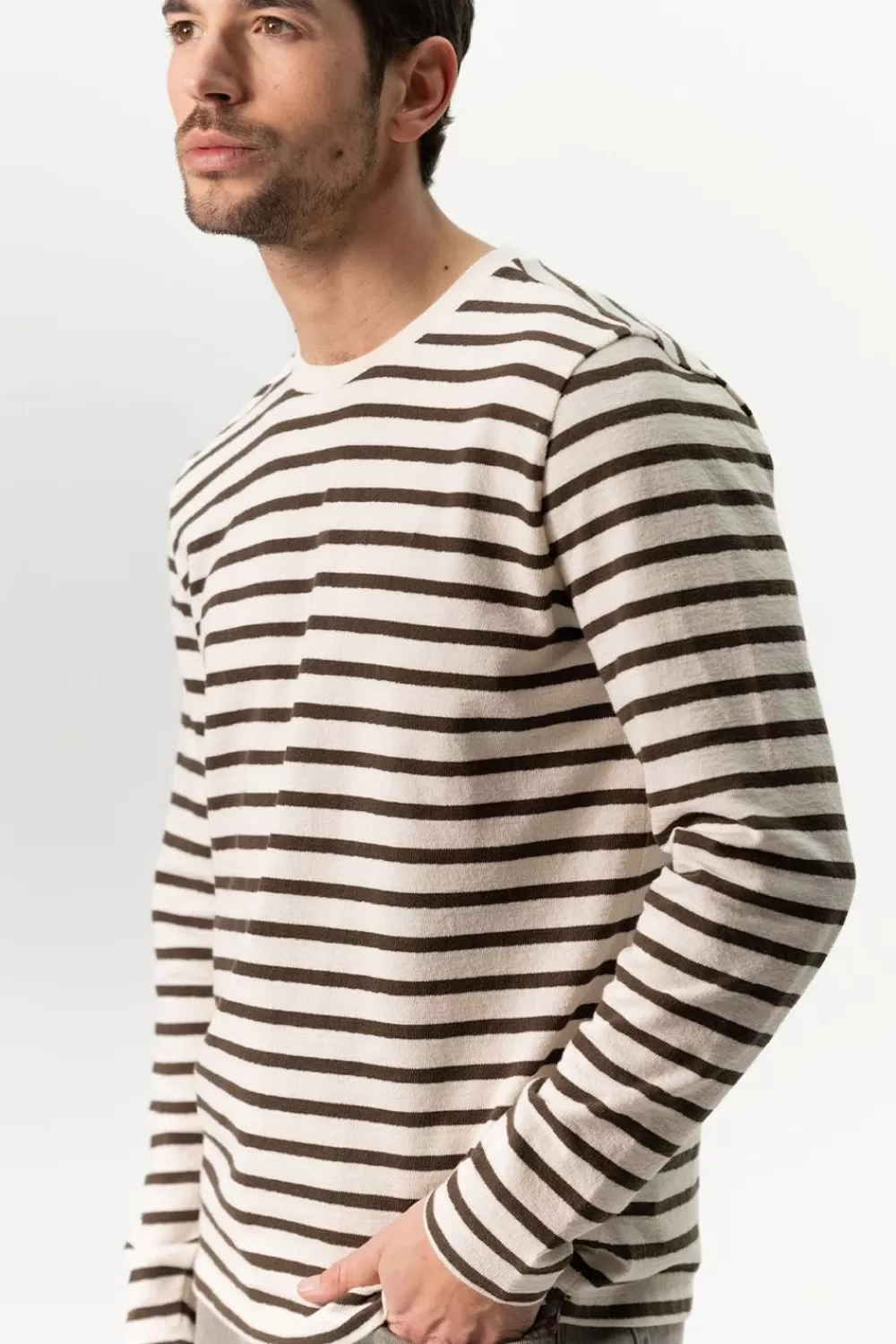 Heren Sissy-Boy T-Shirts>Donkergroen Gestreept Longsleeve T-Shirt