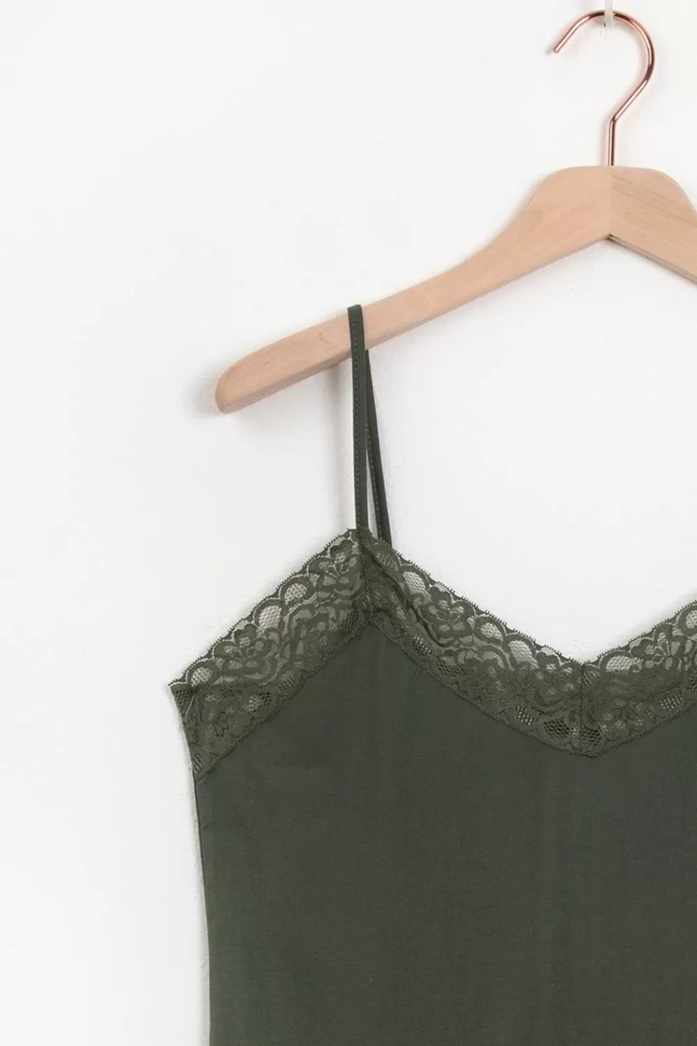 Dames Sissy-Boy T-Shirts En Tops>Donkergroen Singlet Met Kant