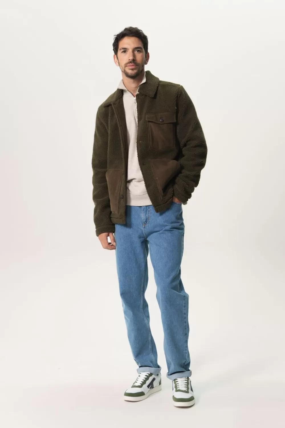 Heren Sissy-Boy Blazers En Jasjes>Donkergroen Teddy Jack Met Corduroy Zakken