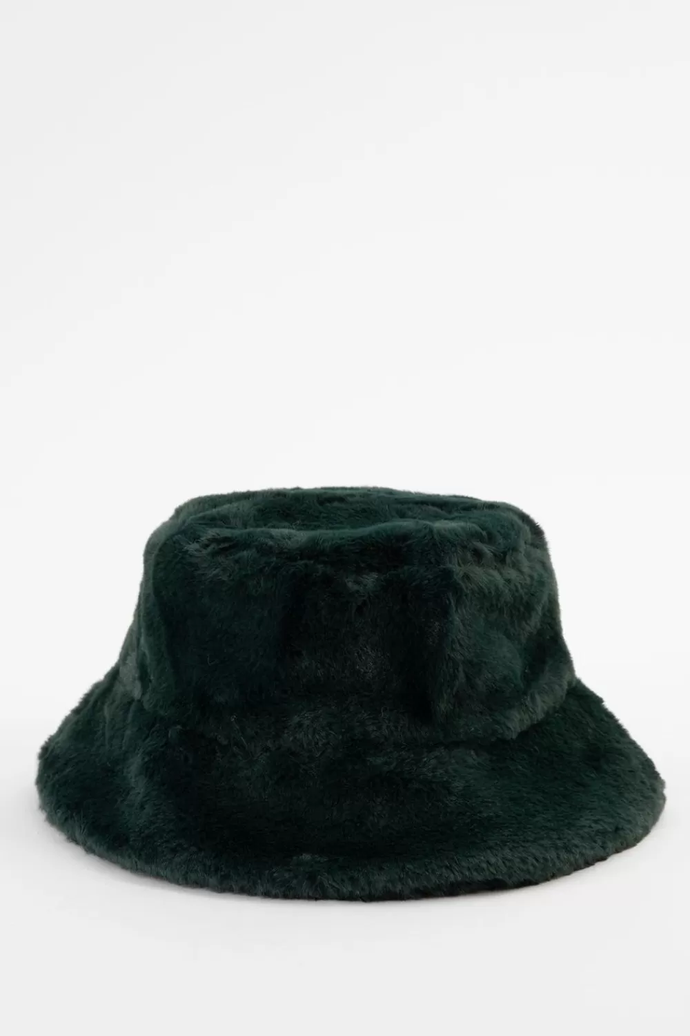 Dames Sissy-Boy Hoeden En Petten>Donkergroene Faux Fur Bucket Hat