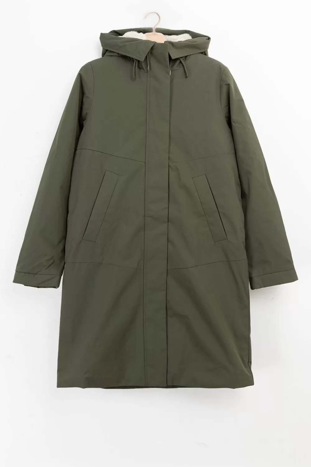 Dames Sissy-Boy Jassen>Donkergroene Parka Met Uitneembare Faux Fur Voering